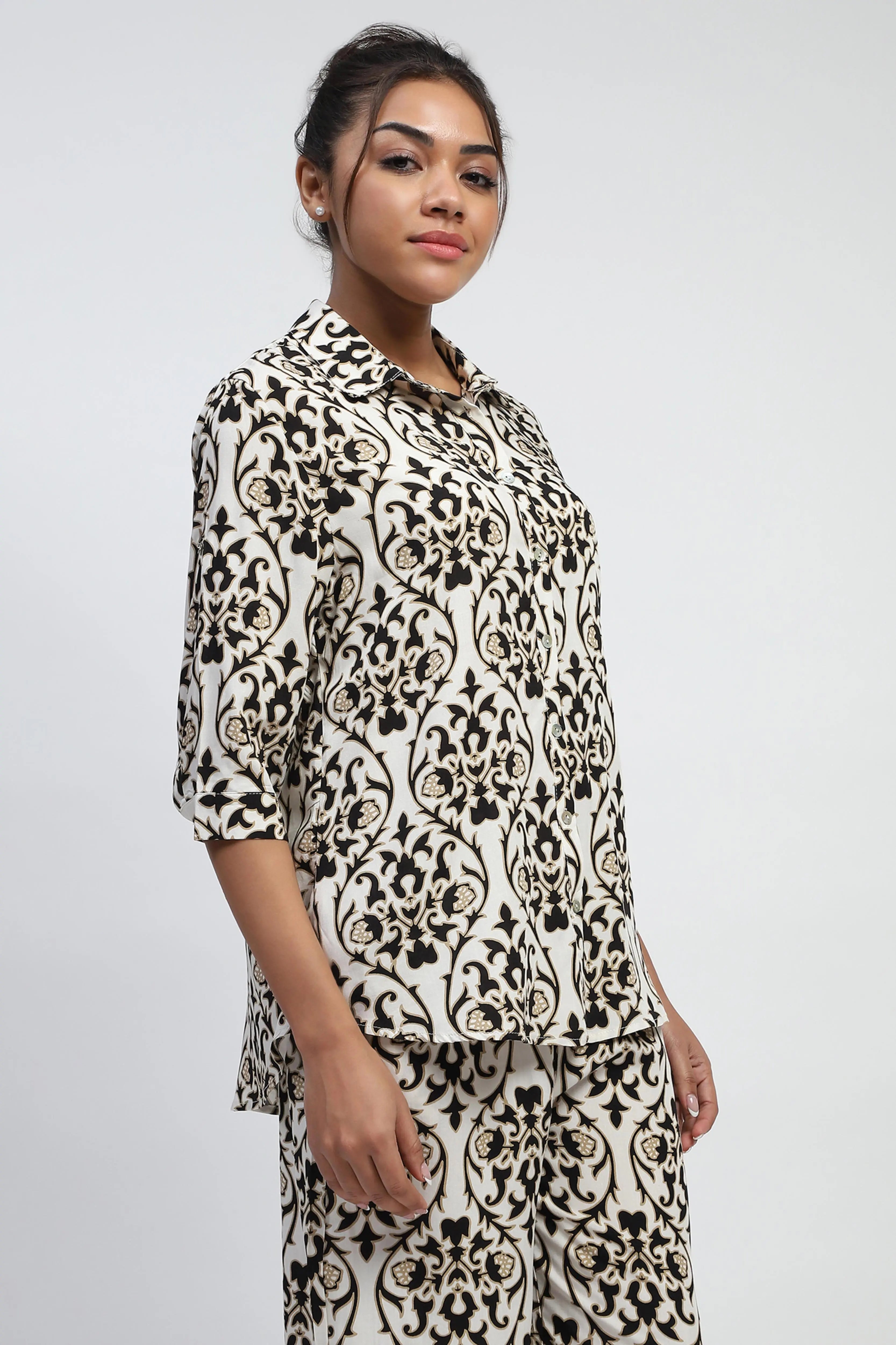 Abstract Print Rayon Loose Fit Shirt - Global Republic