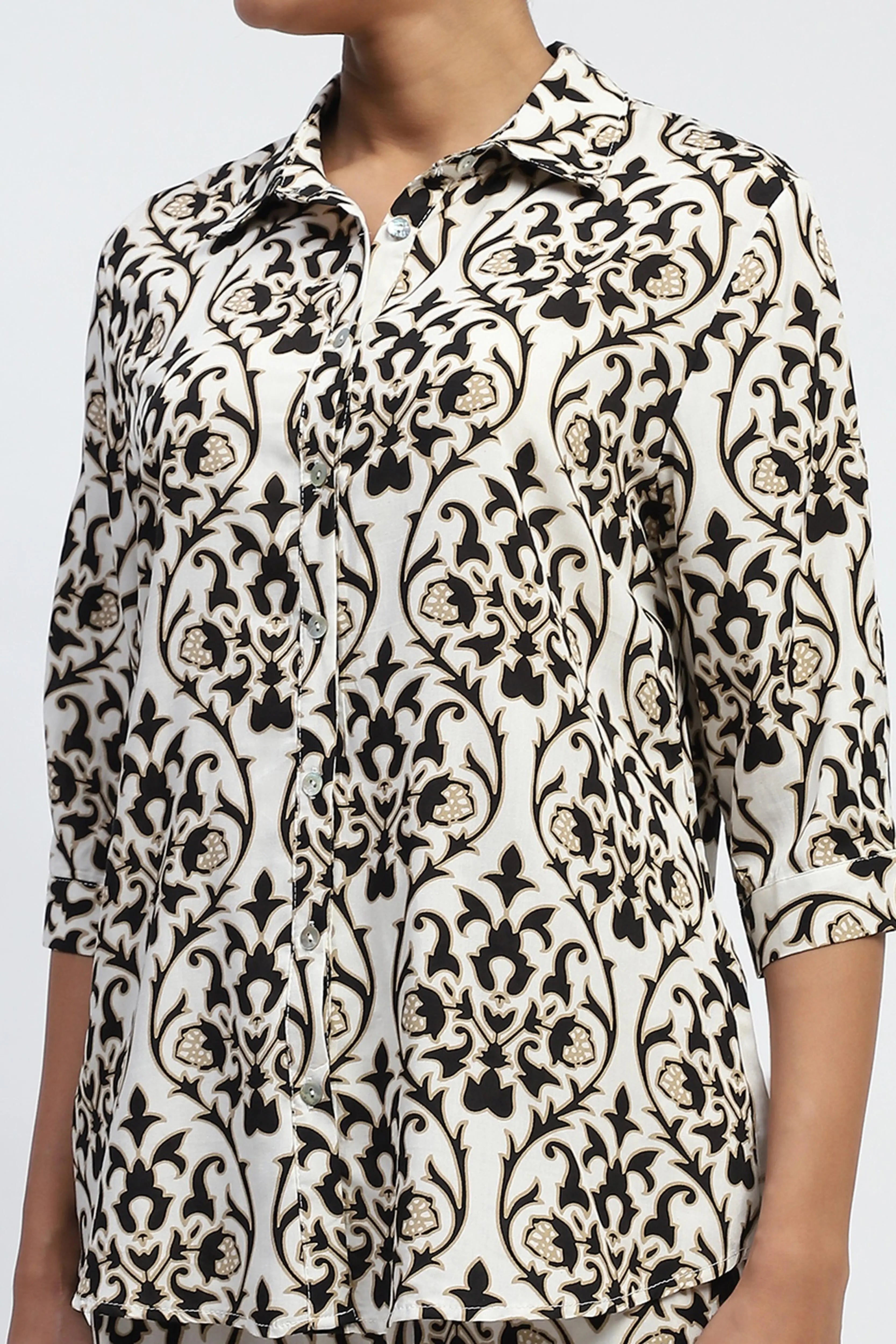 Abstract Print Rayon Loose Fit Shirt - Global Republic