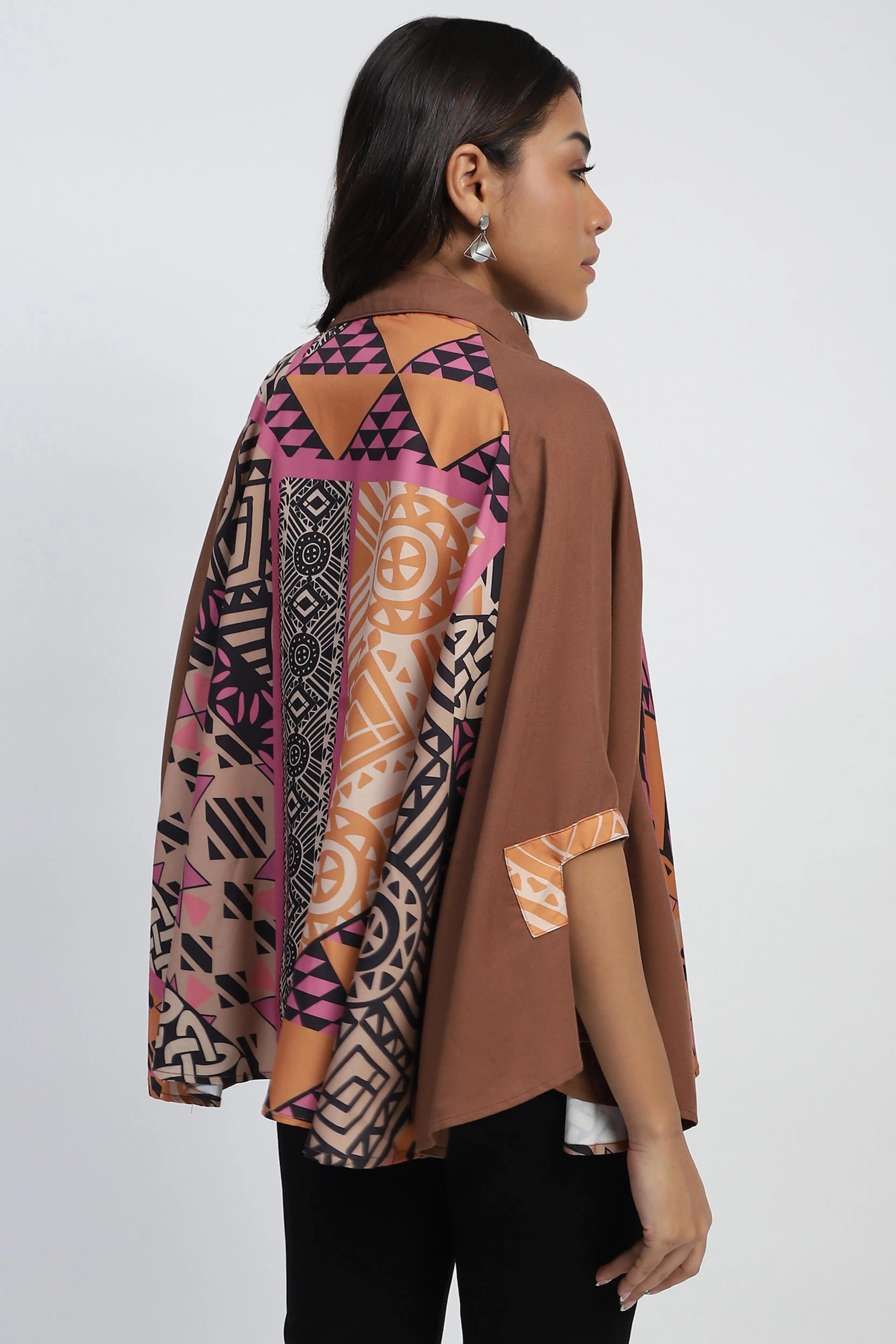 Rust Digital Oversized Cape - Global Republic