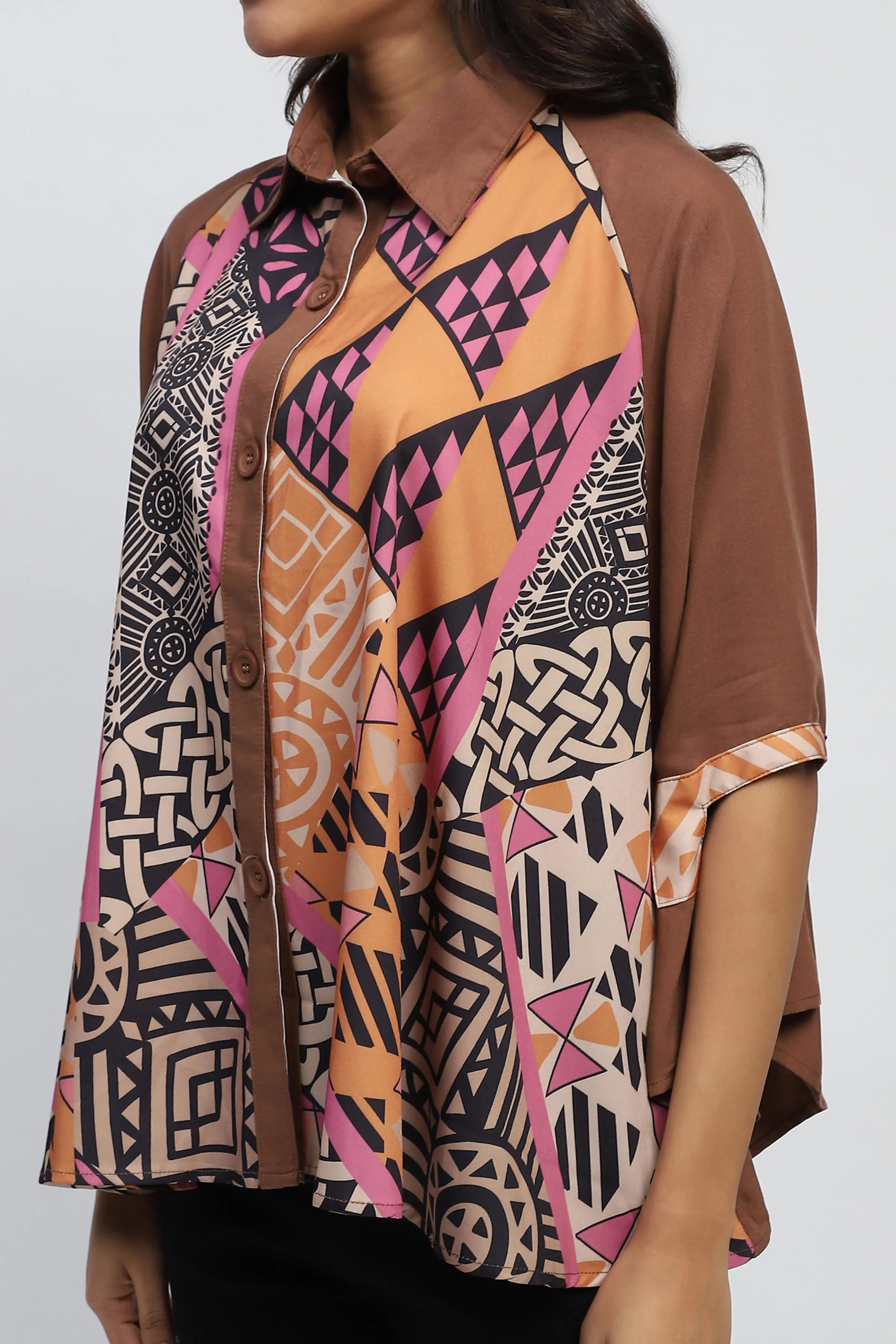 Rust Digital Oversized Cape - Global Republic