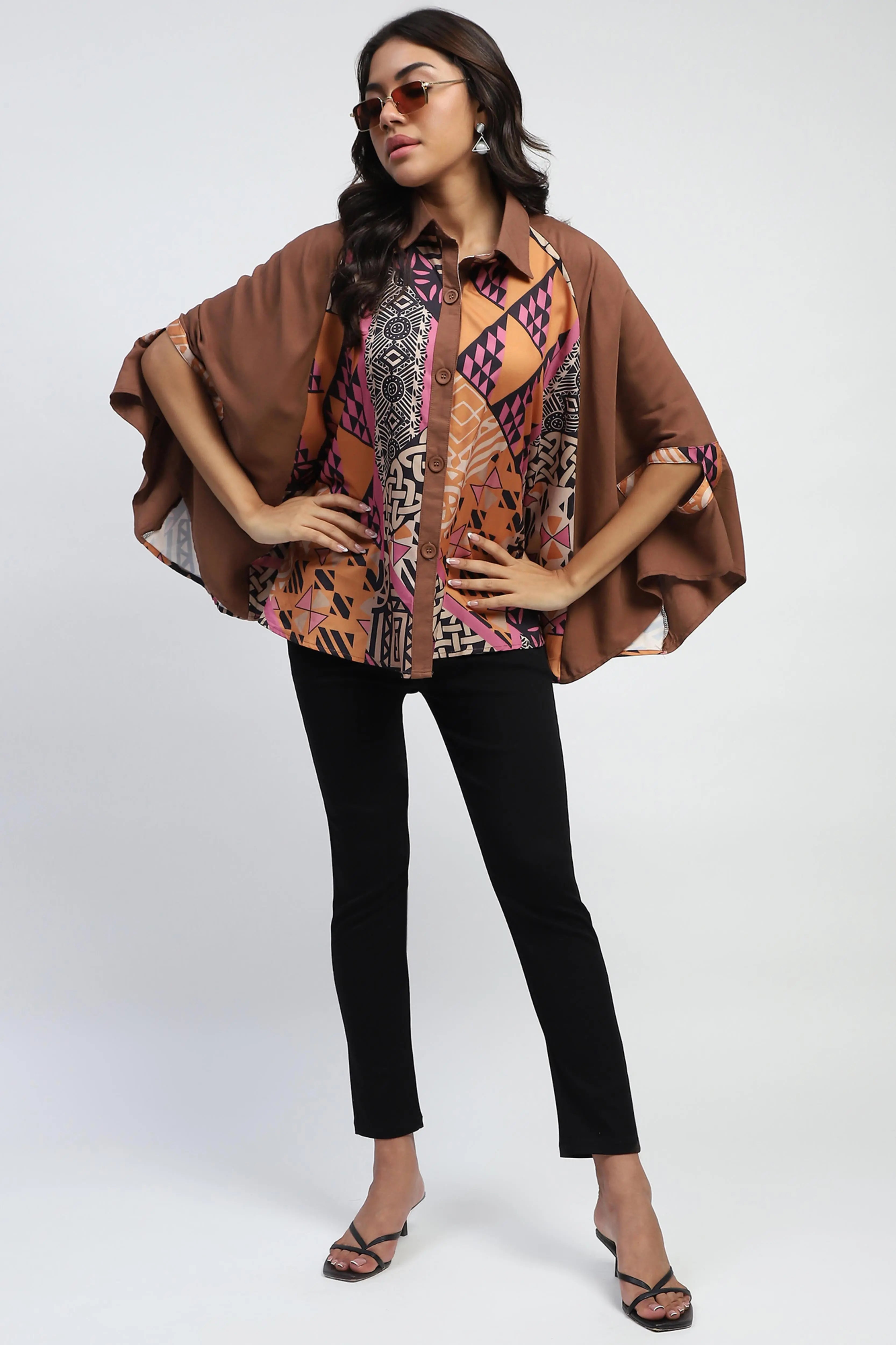 Rust Digital Oversized Cape - Global Republic