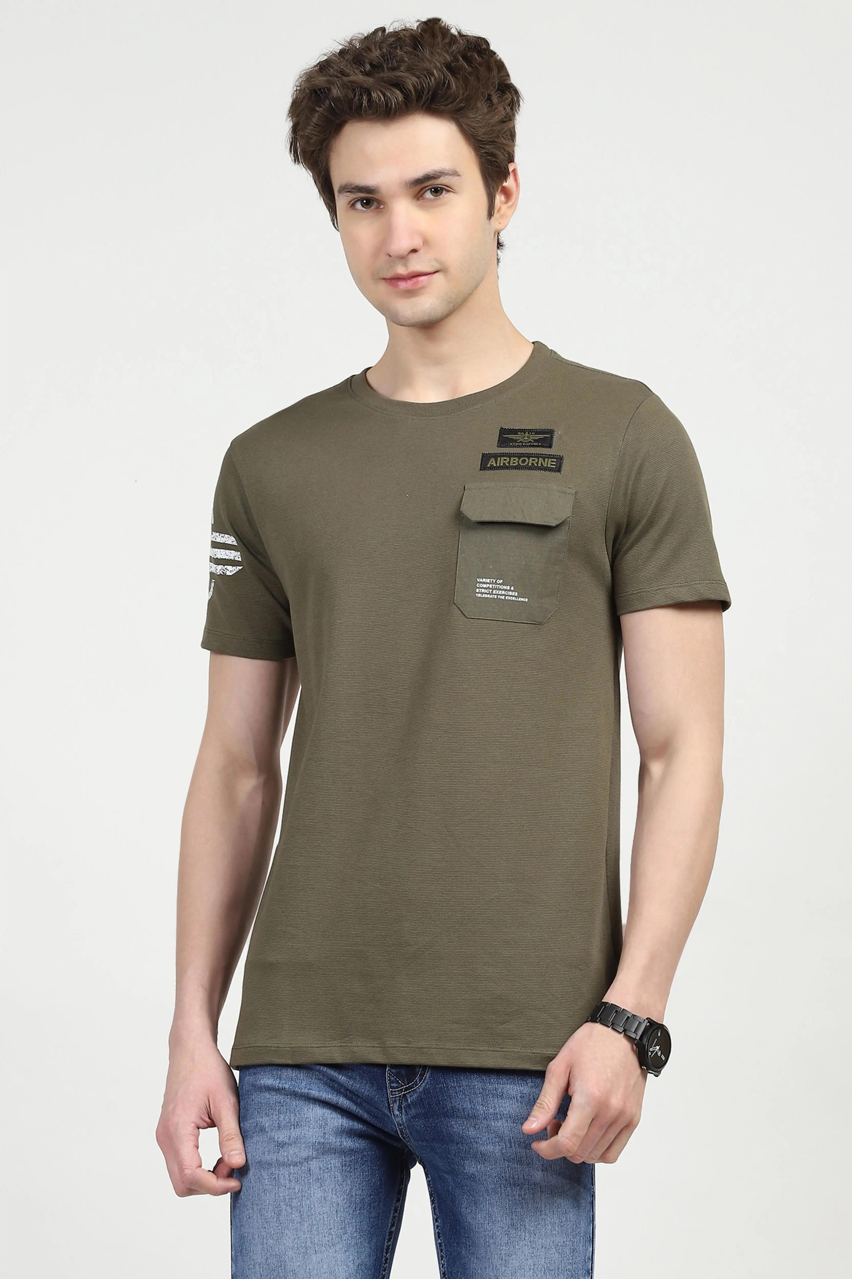 Cotton Graphic Olive T-shirt - Global Republic