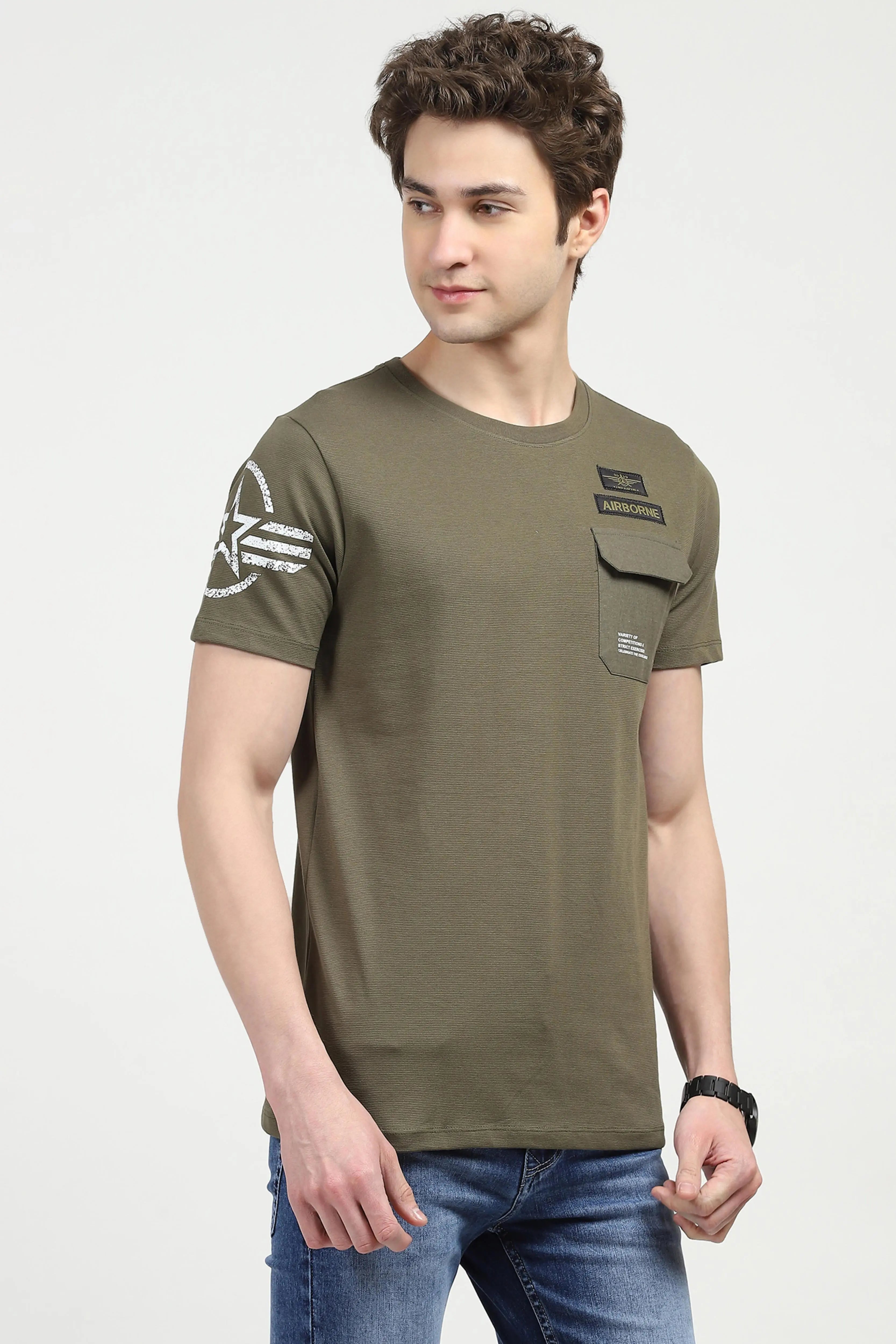 Cotton Graphic Olive T-shirt - Global Republic