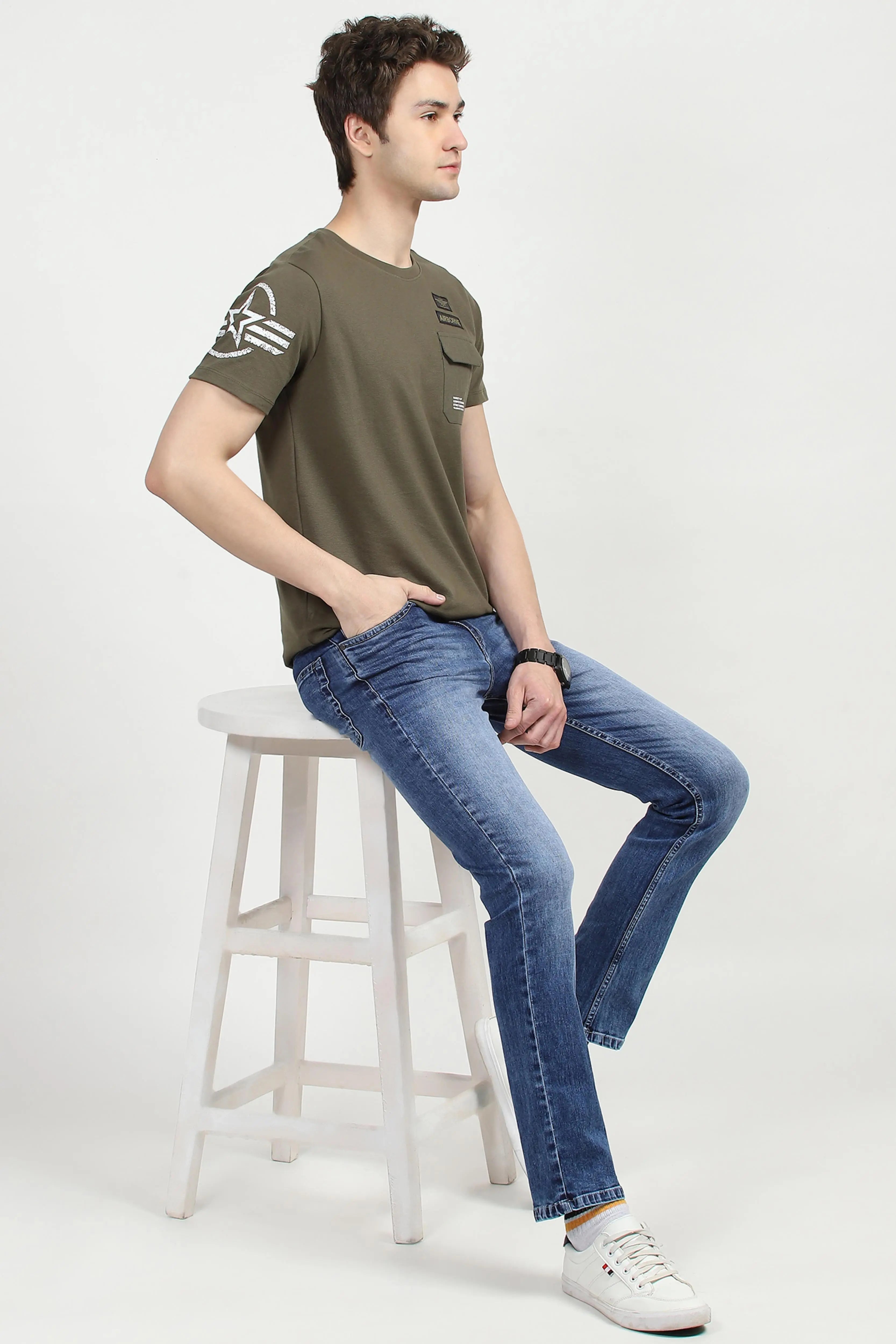 Cotton Graphic Olive T-shirt - Global Republic