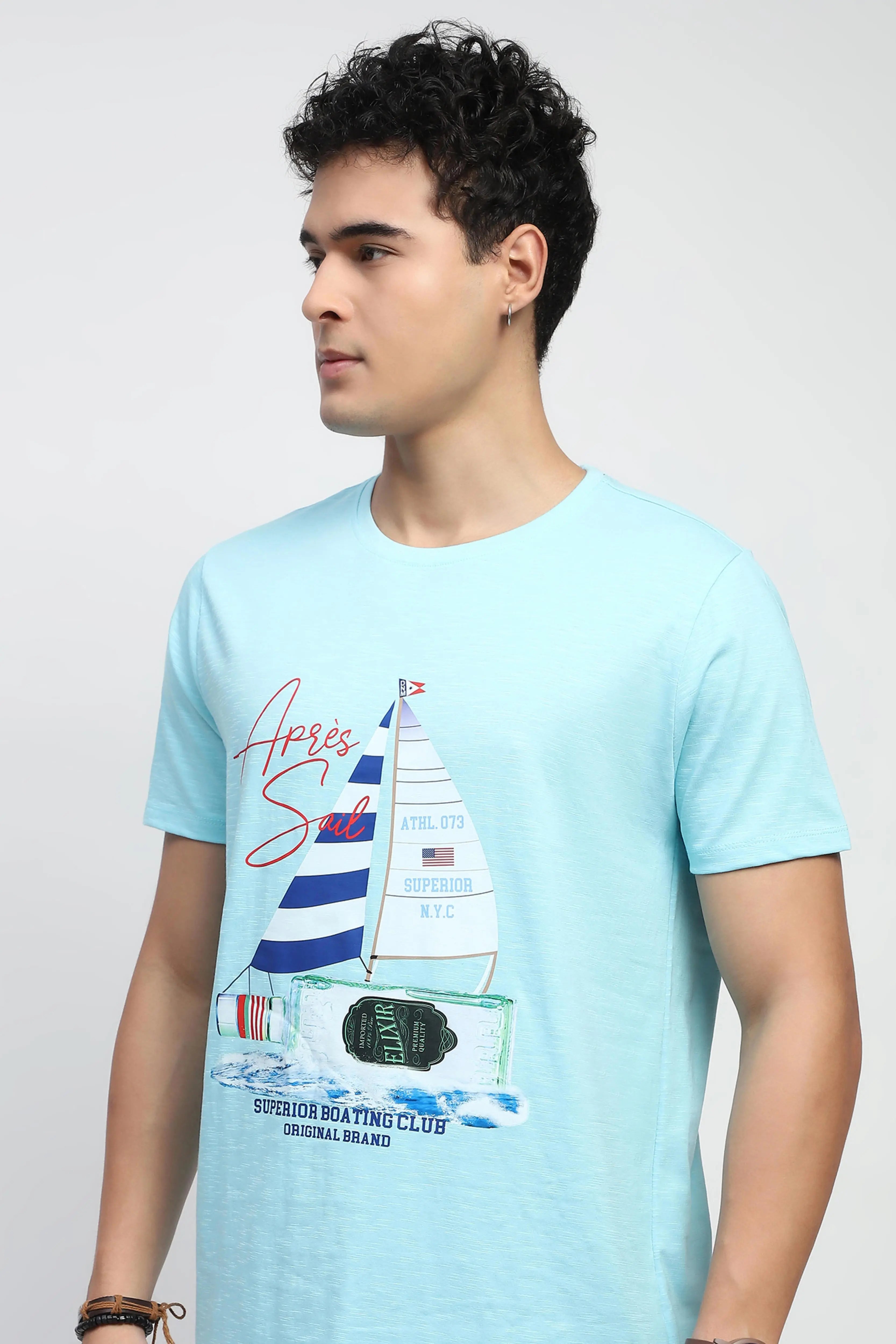 Aqua Graphic Cotton T-Shirt - Global Republic