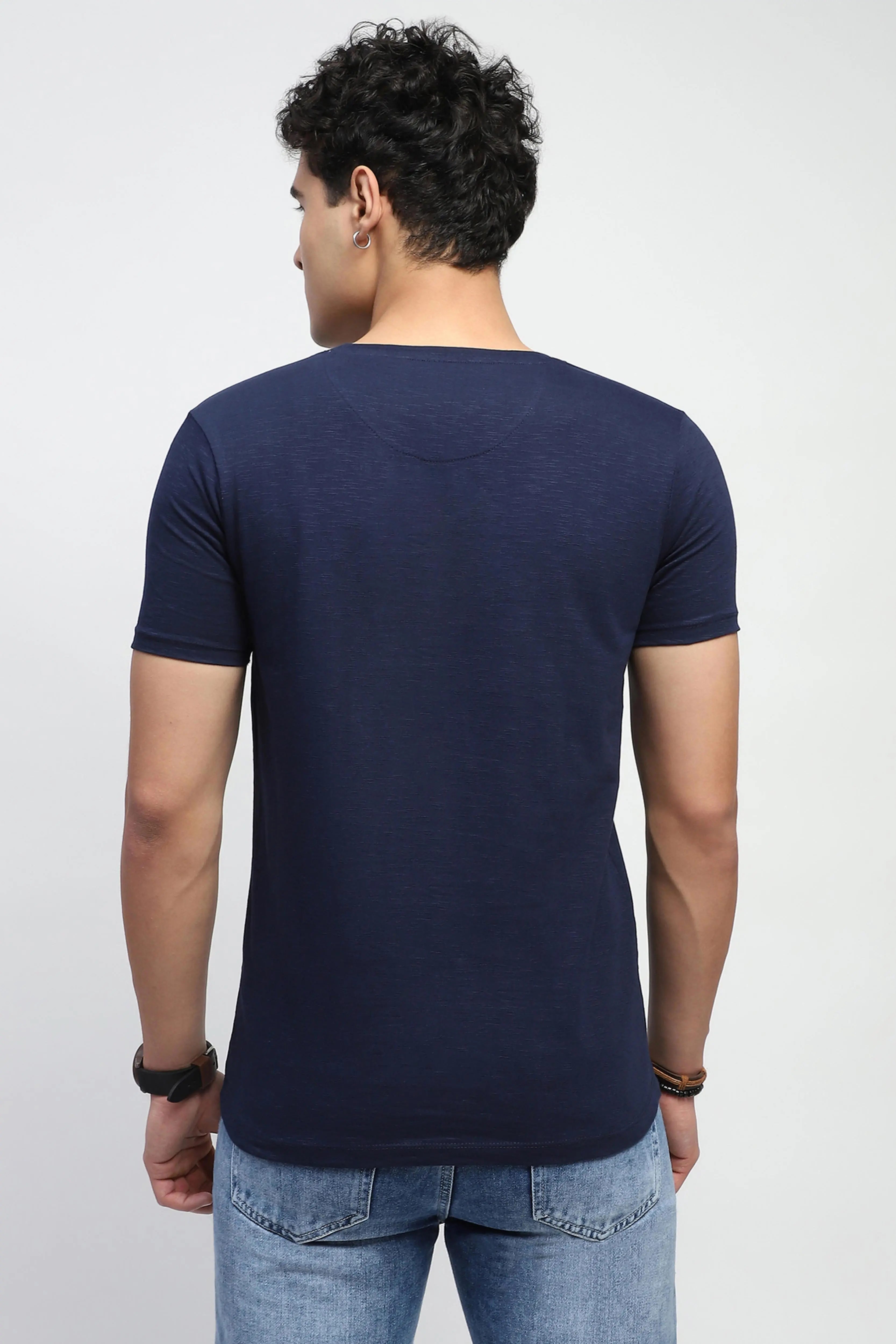 Navy Graphic Cotton T-Shirt - Global Republic