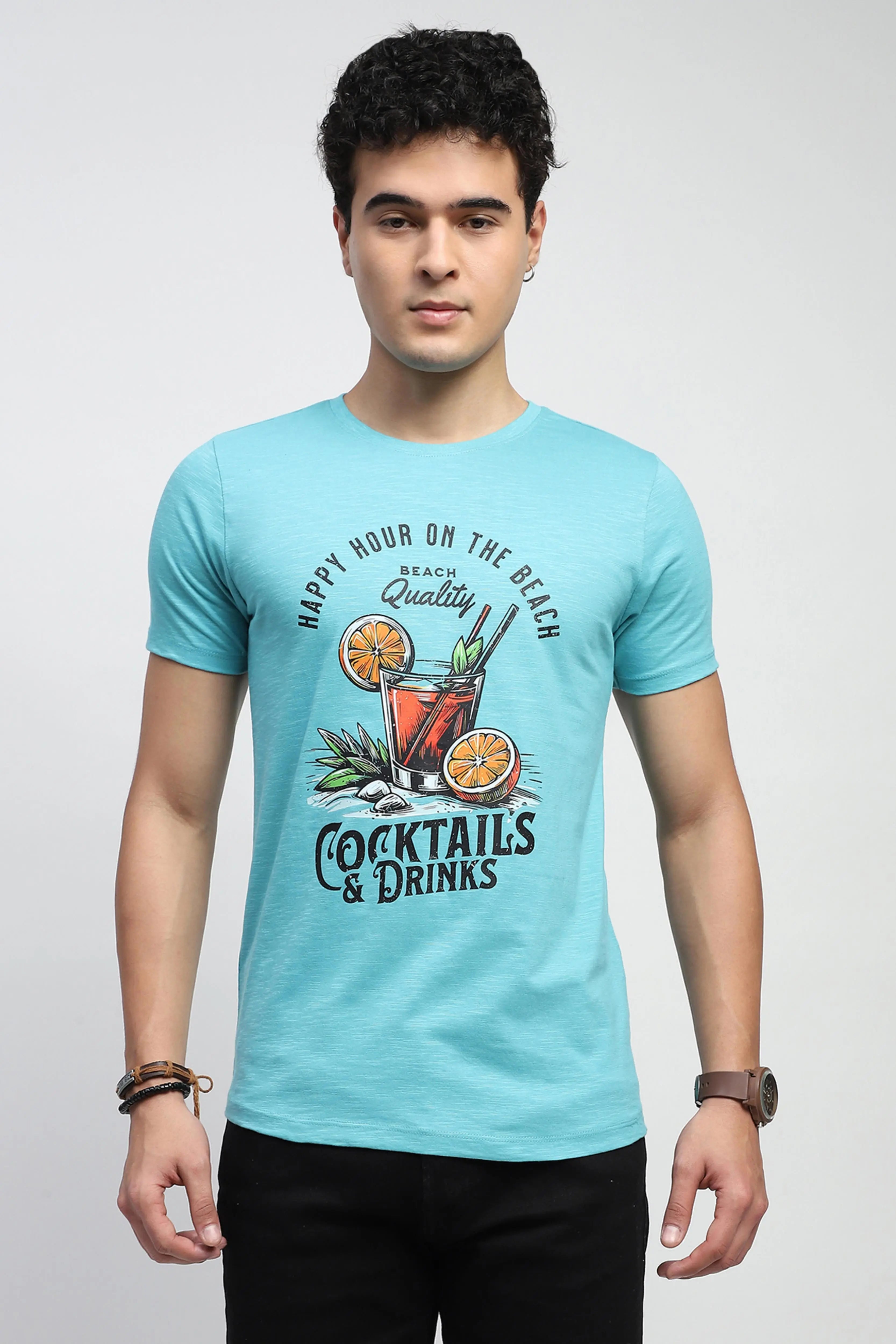 Blue Graphic Cotton T-Shirt - Global Republic