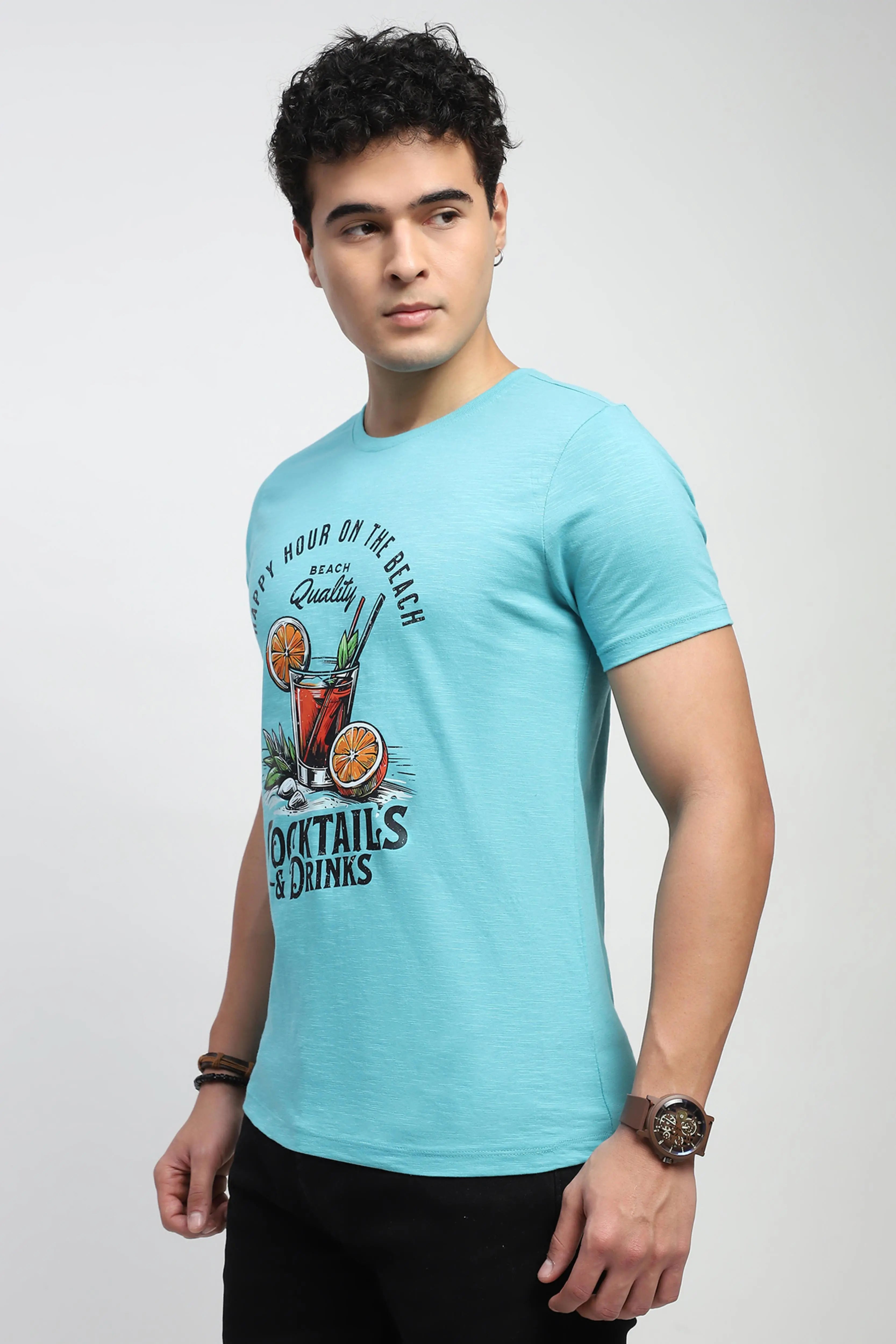 Blue Graphic Cotton T-Shirt - Global Republic