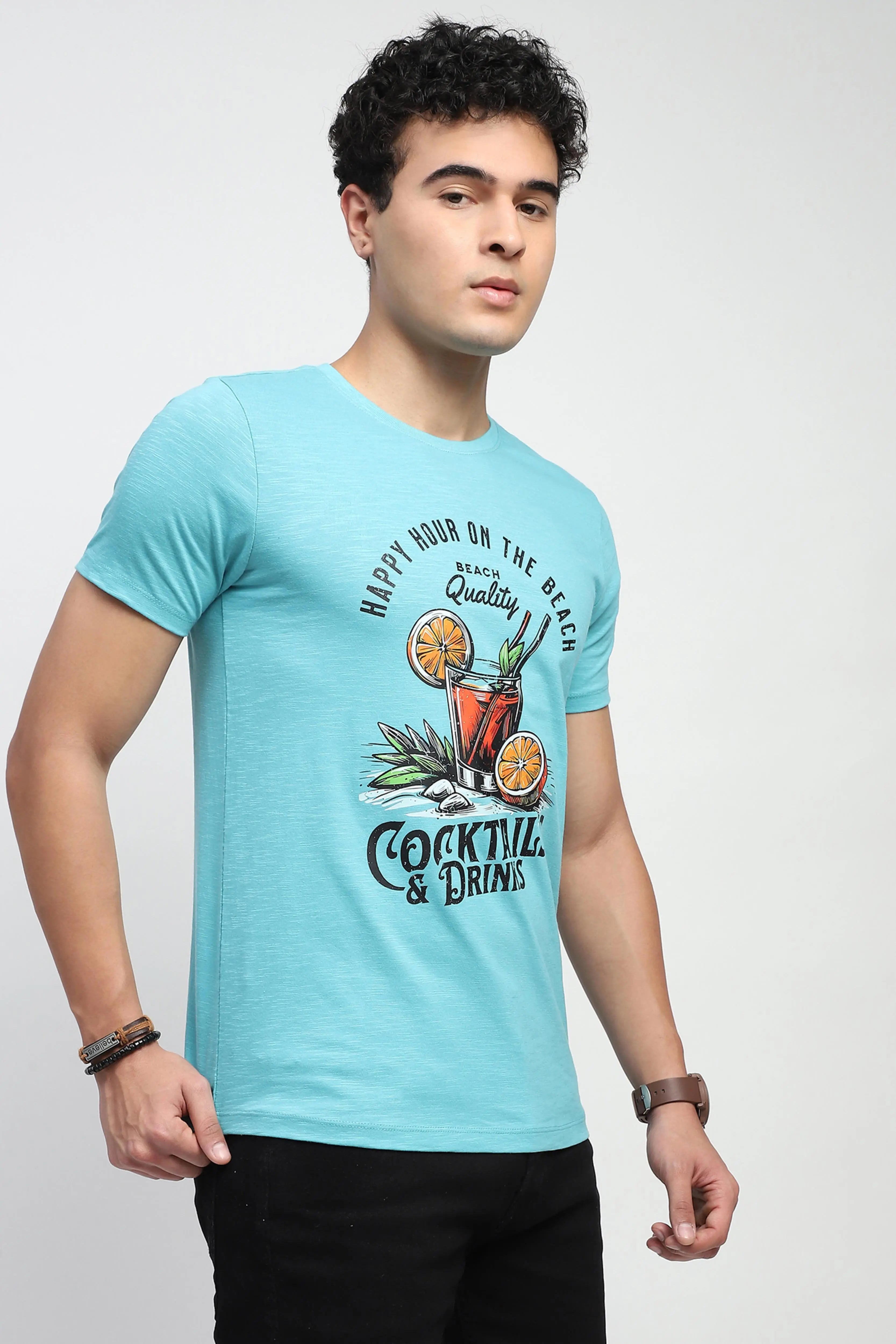 Blue Graphic Cotton T-Shirt - Global Republic