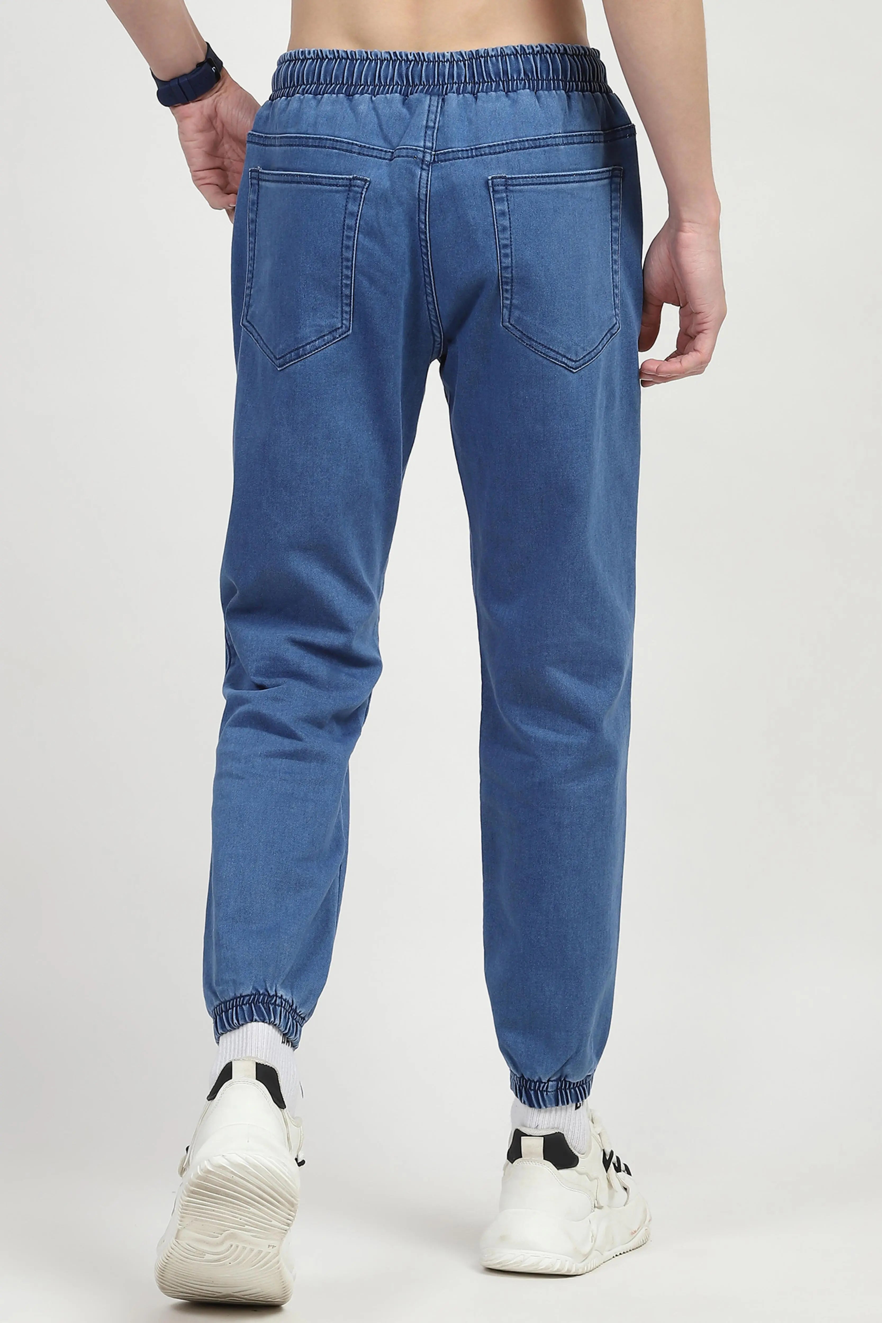 Blue Stretchable Cotton Joggers - Global Republic