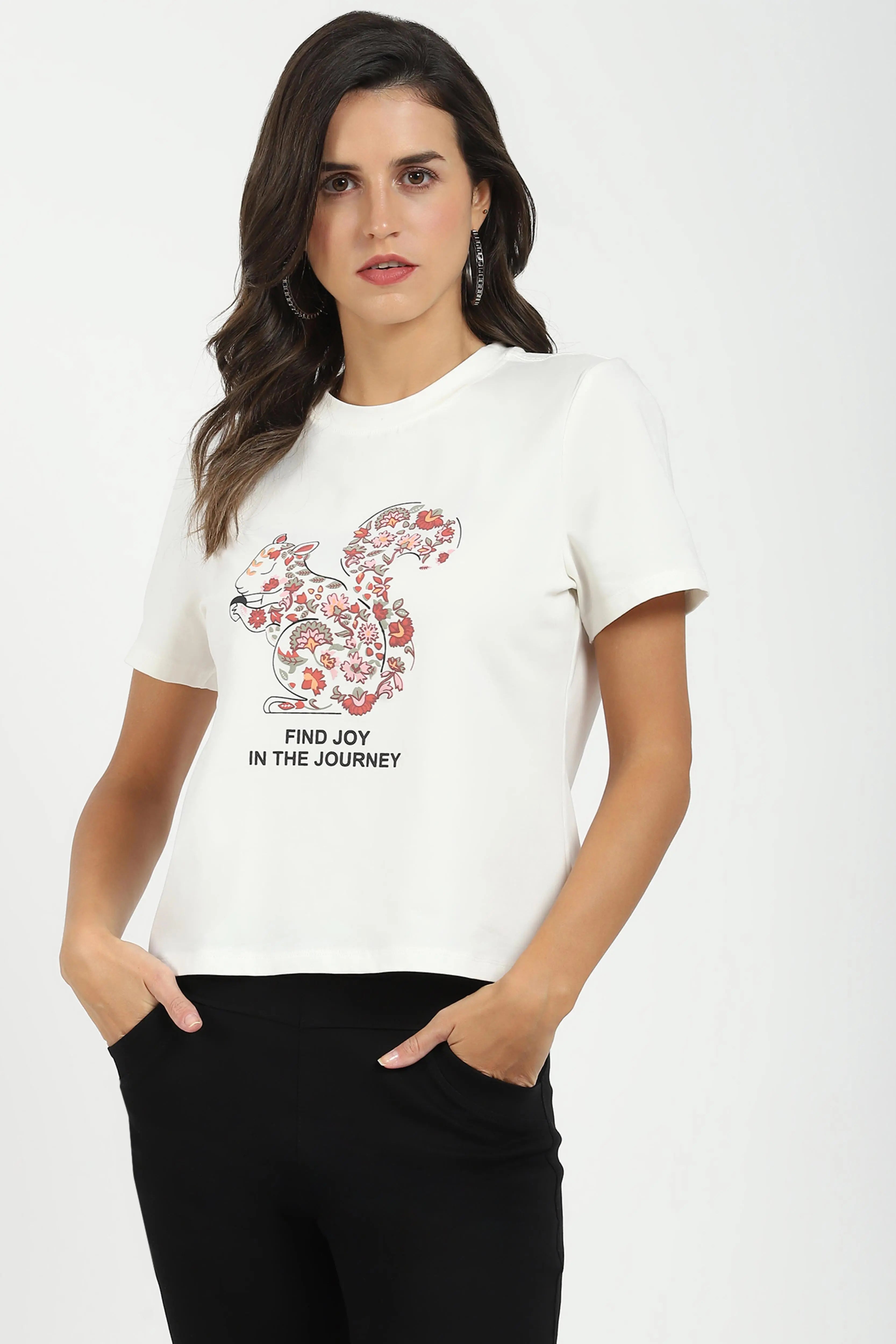 White Graphic Cotton Top - Global Republic