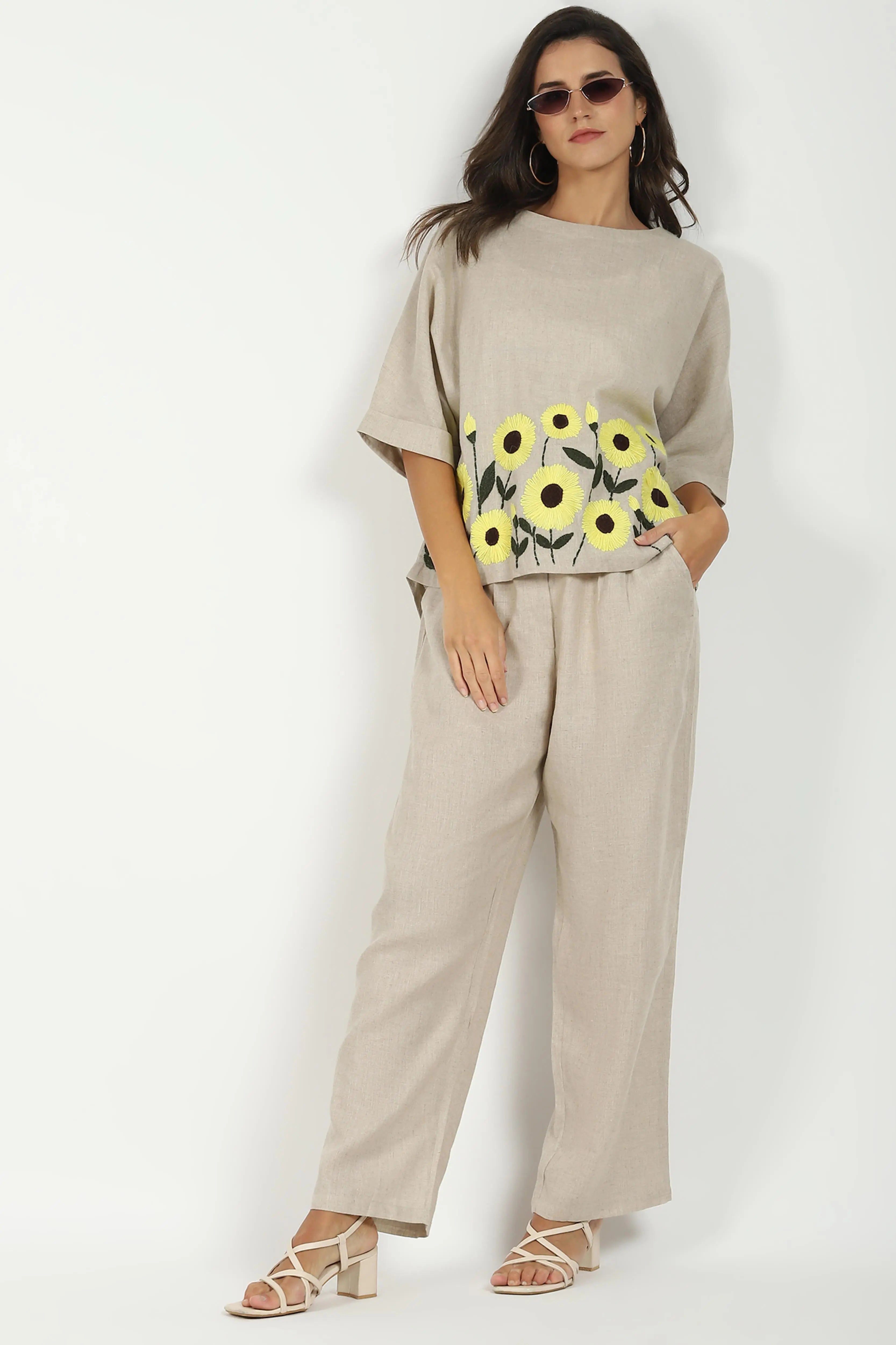 Floral Embroidered Linen Loose Top - Global Republic