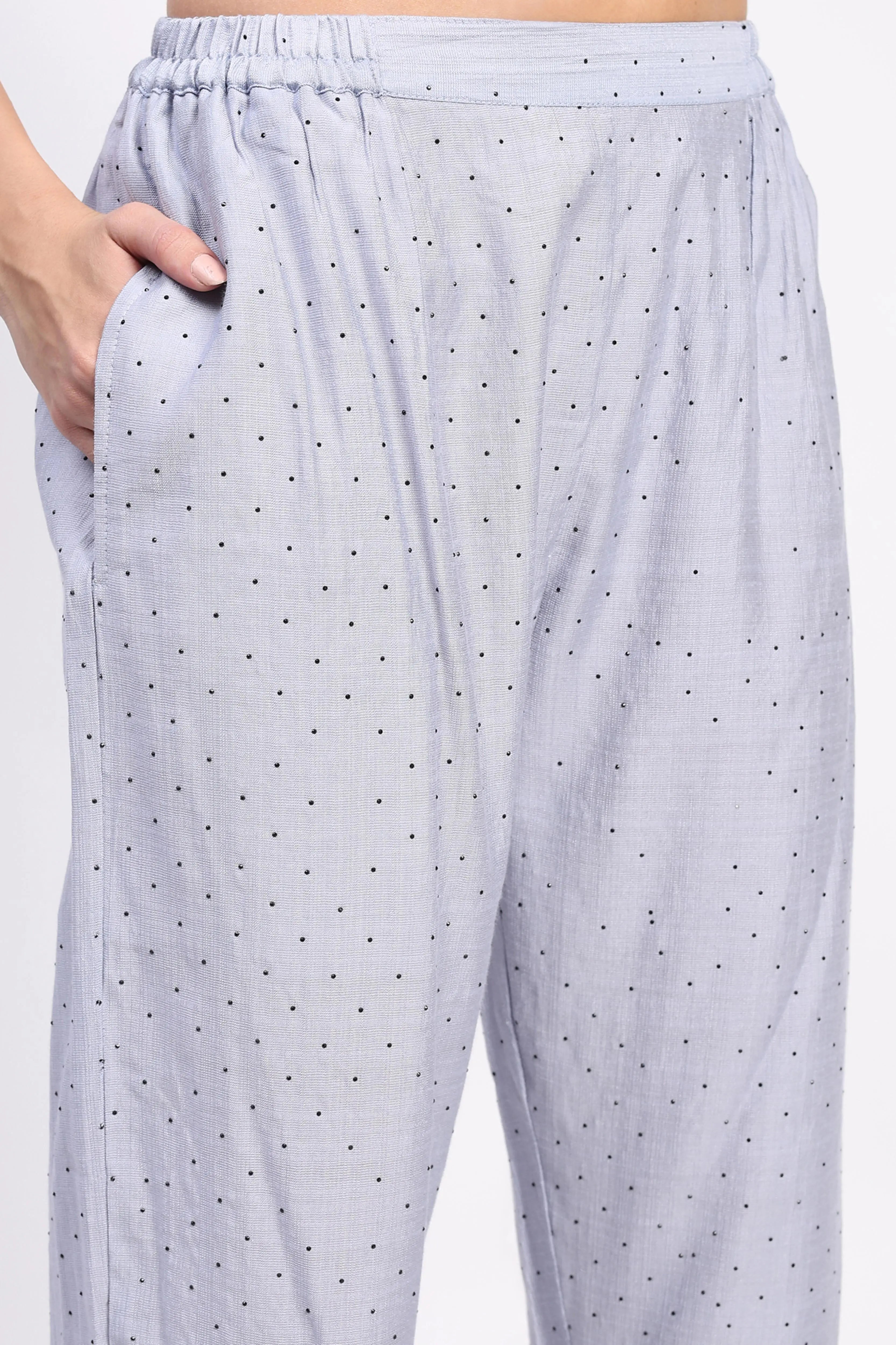 Grey Embellished Rayon Kurta Set - Global Republic