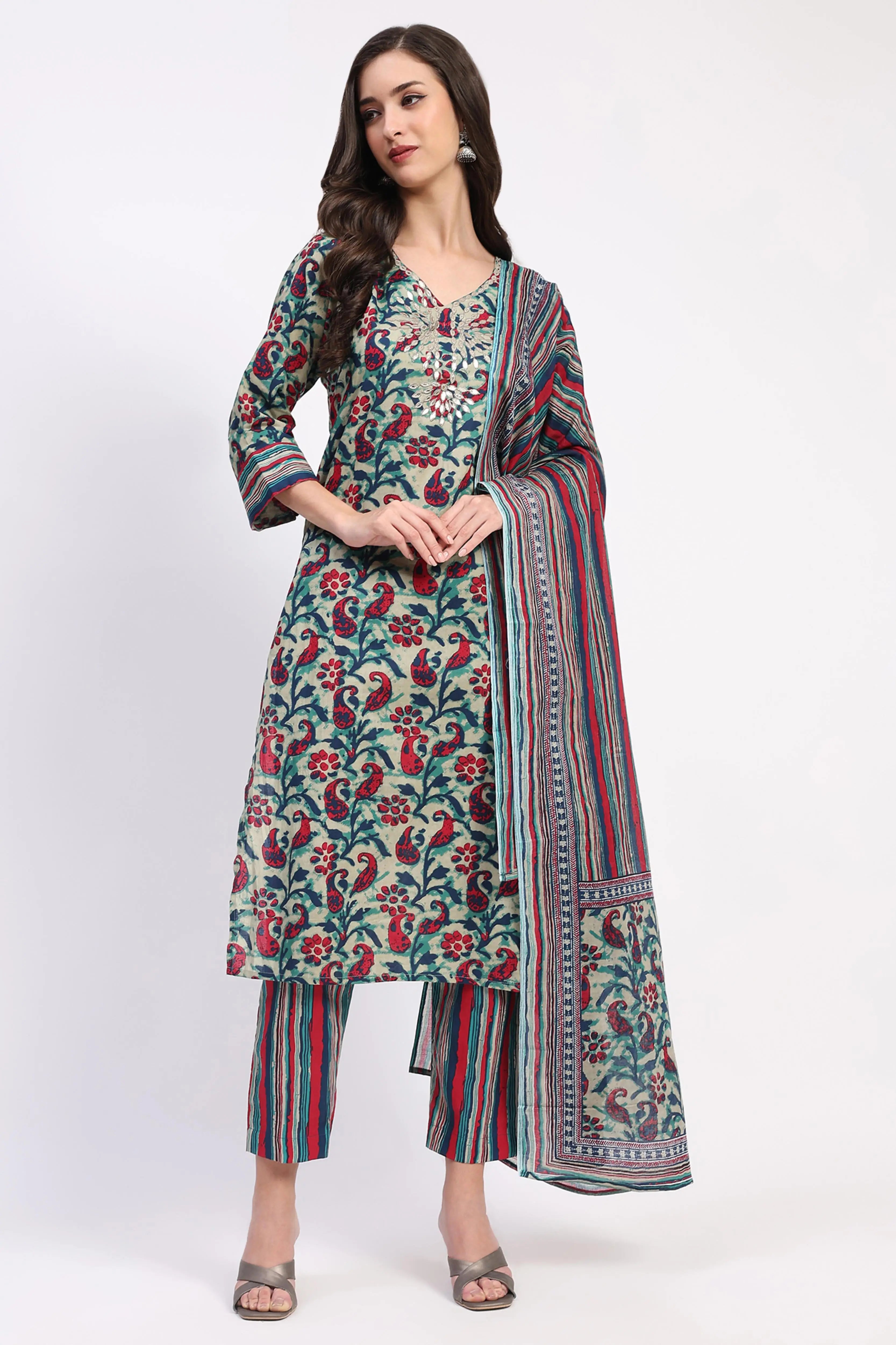 Multi Festive Cotton Suit Set - Global Republic
