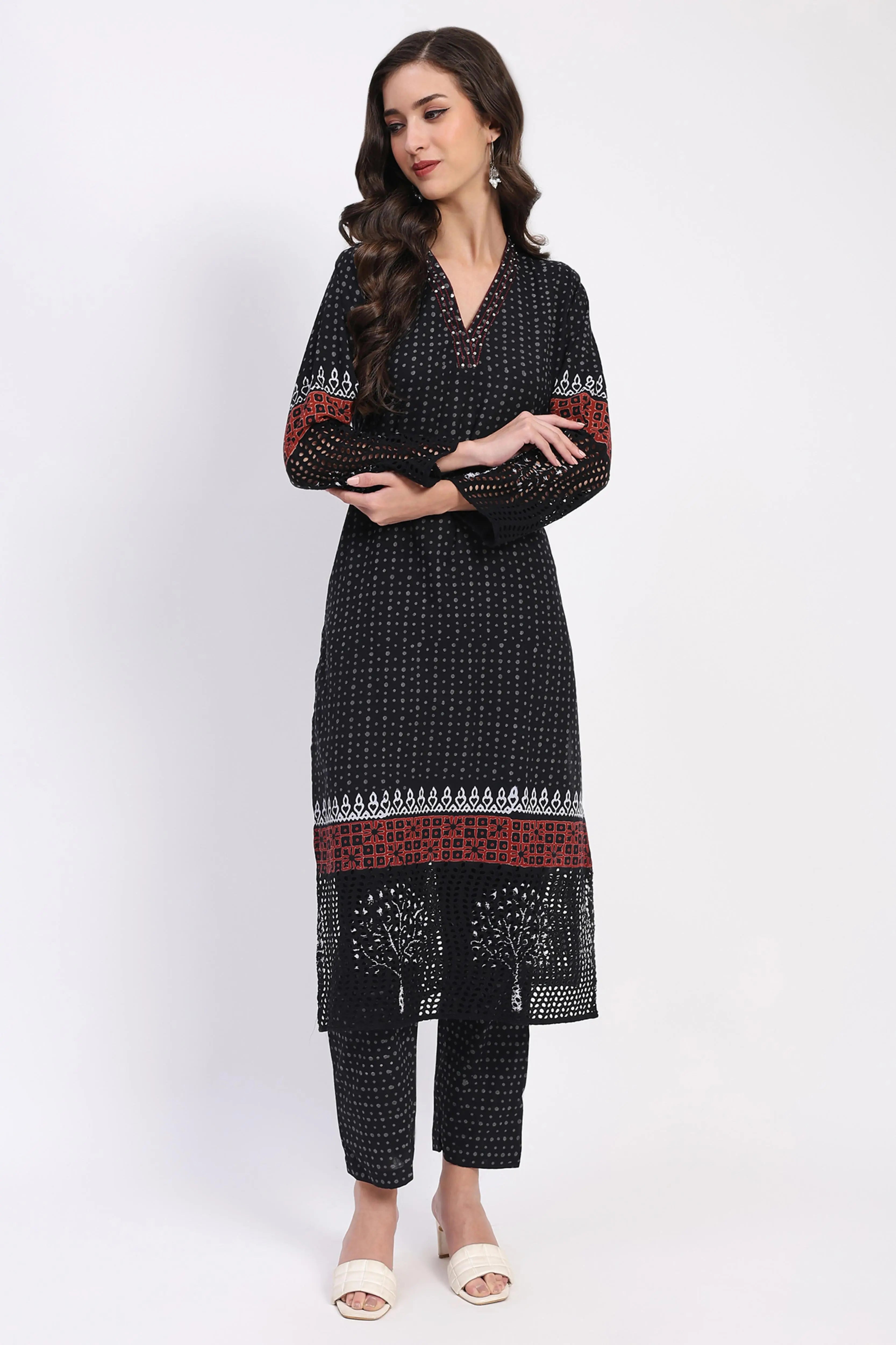 Black Cotton Kurta Set - Global Republic