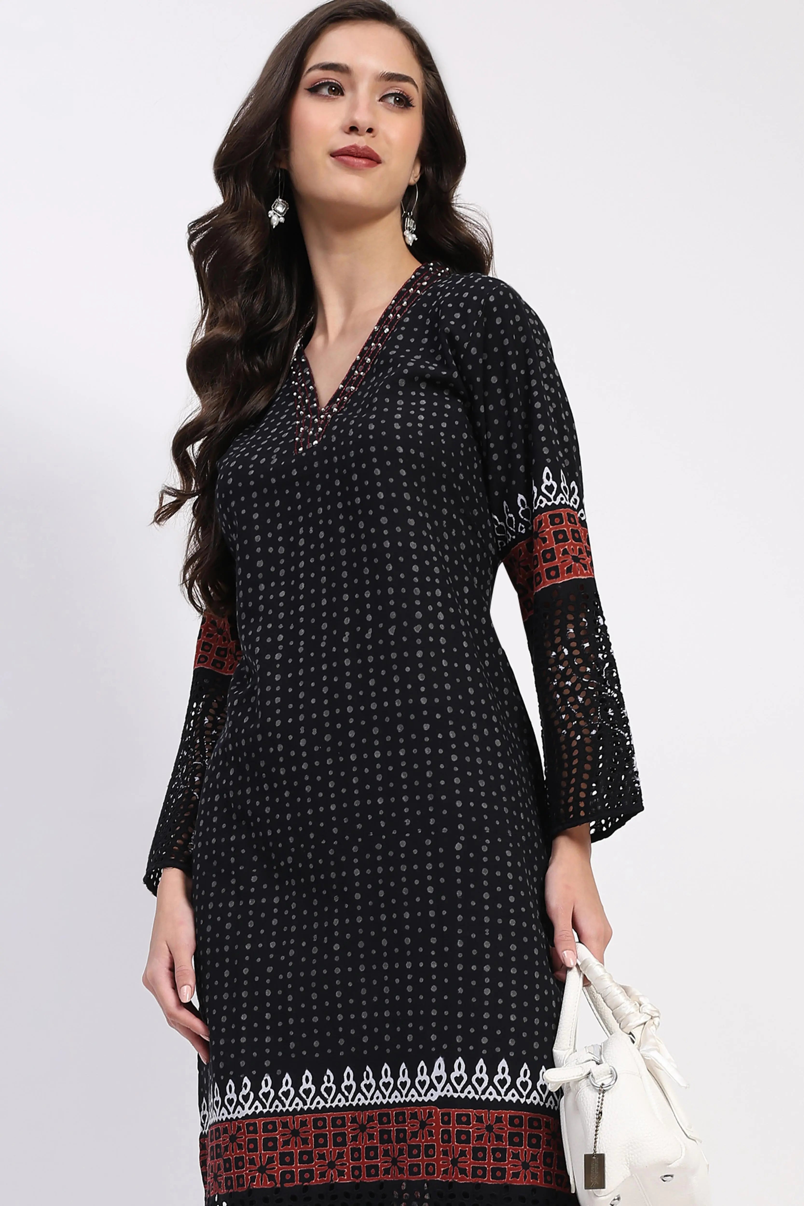 Black Cotton Kurta Set - Global Republic