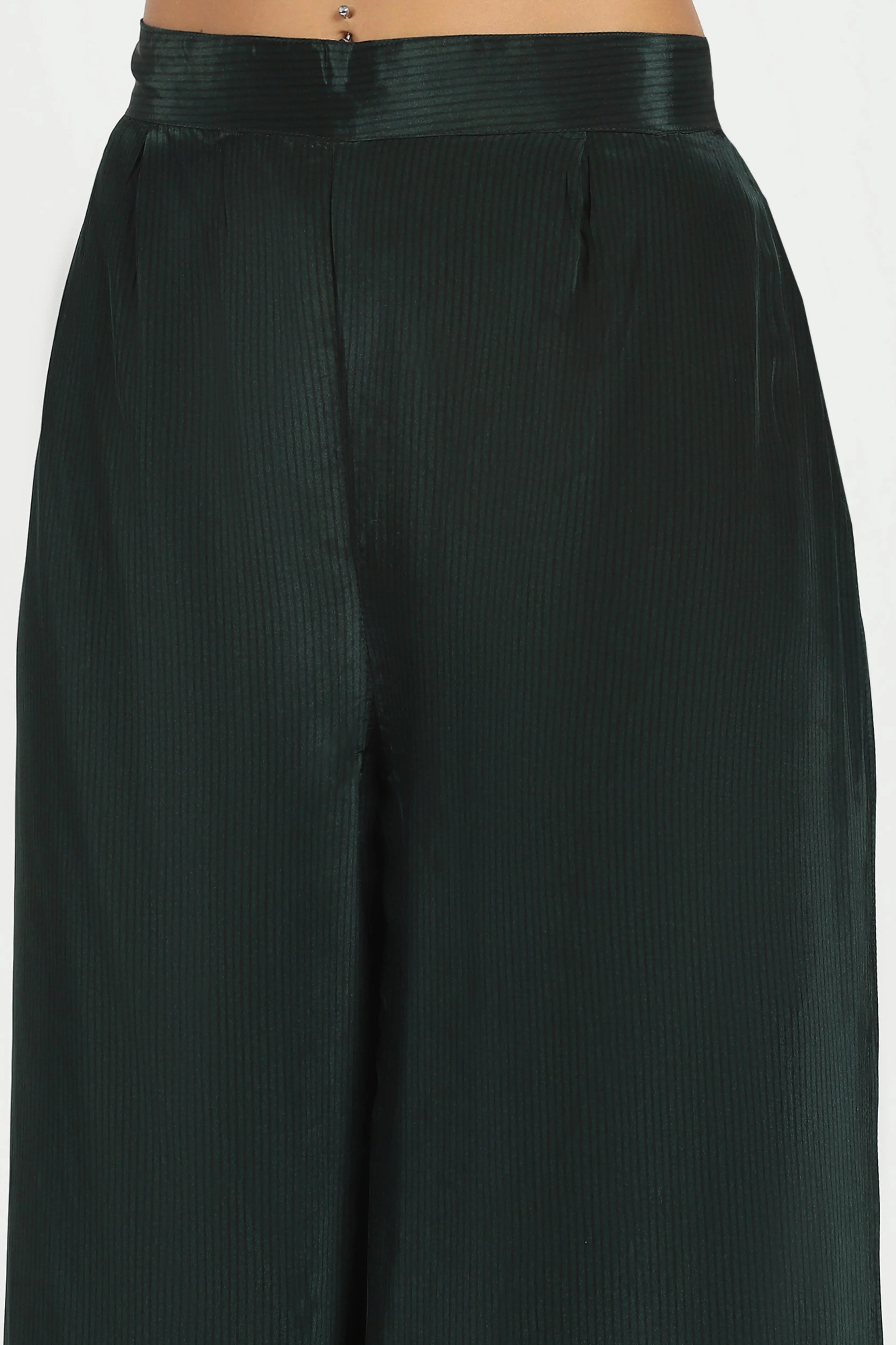 Green Abstract Crepe Kurta Set - Global Republic