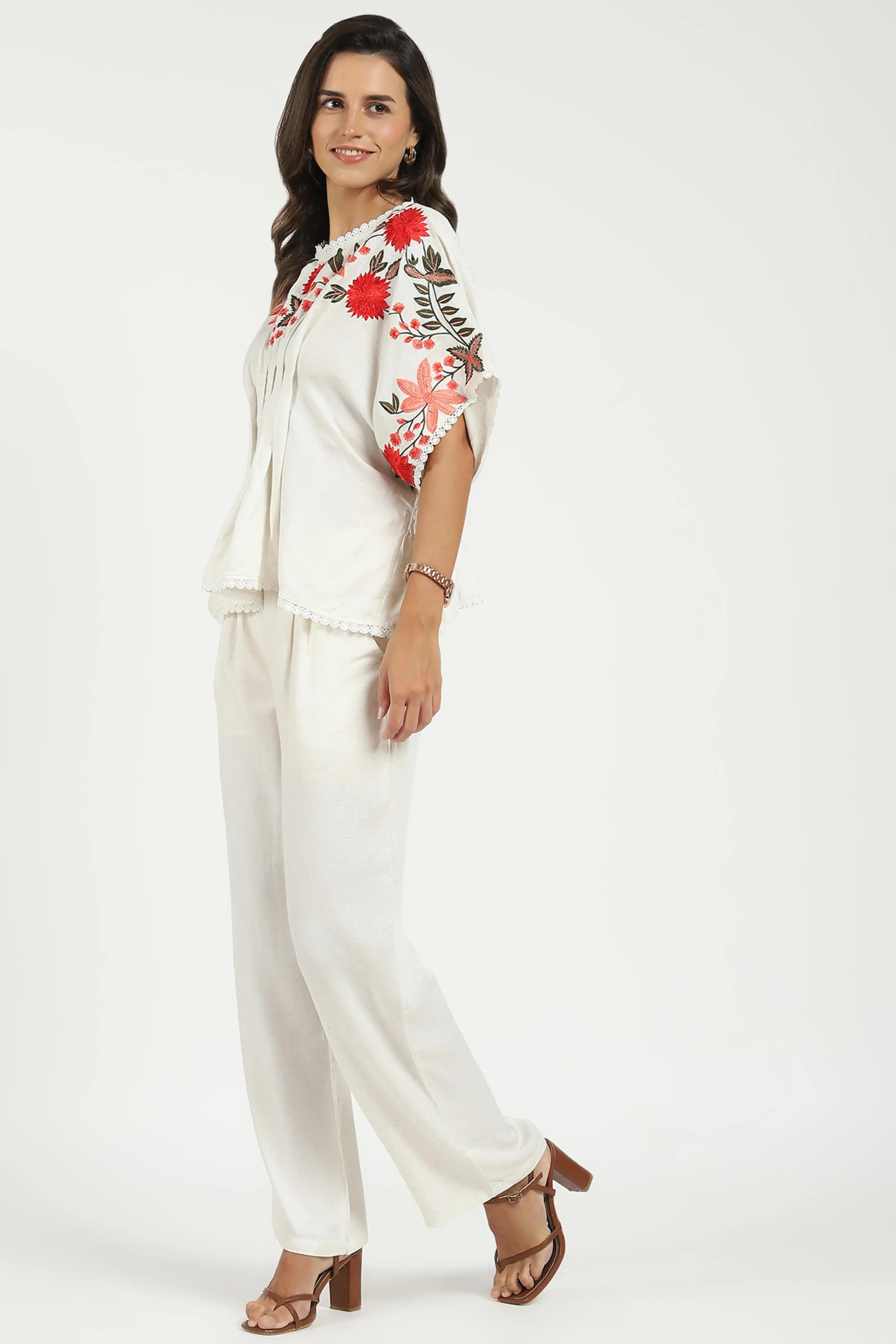 Embroidered Kaftan Sleeves Co-ord Set - Global Republic