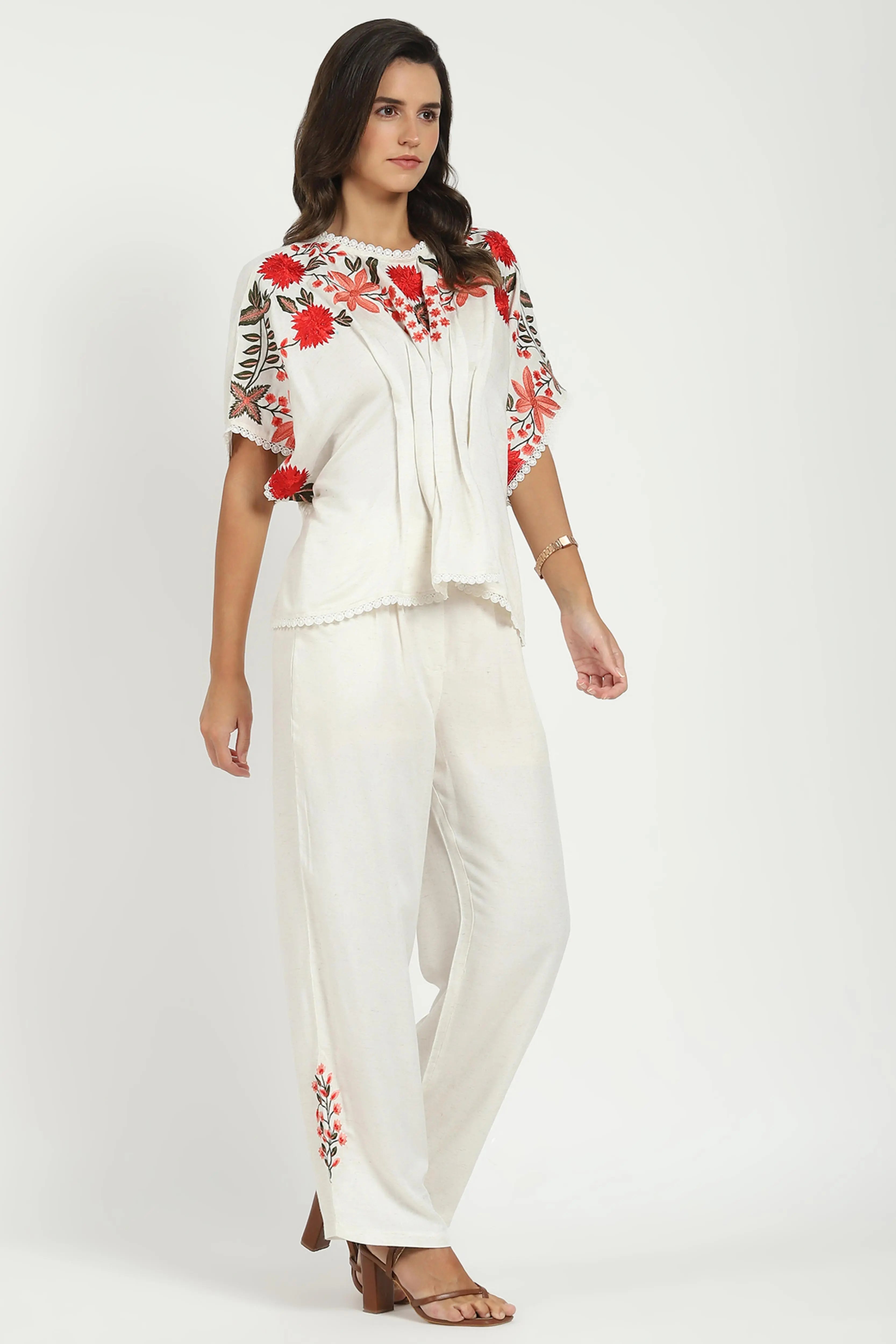 Embroidered Kaftan Sleeves Co-ord Set - Global Republic