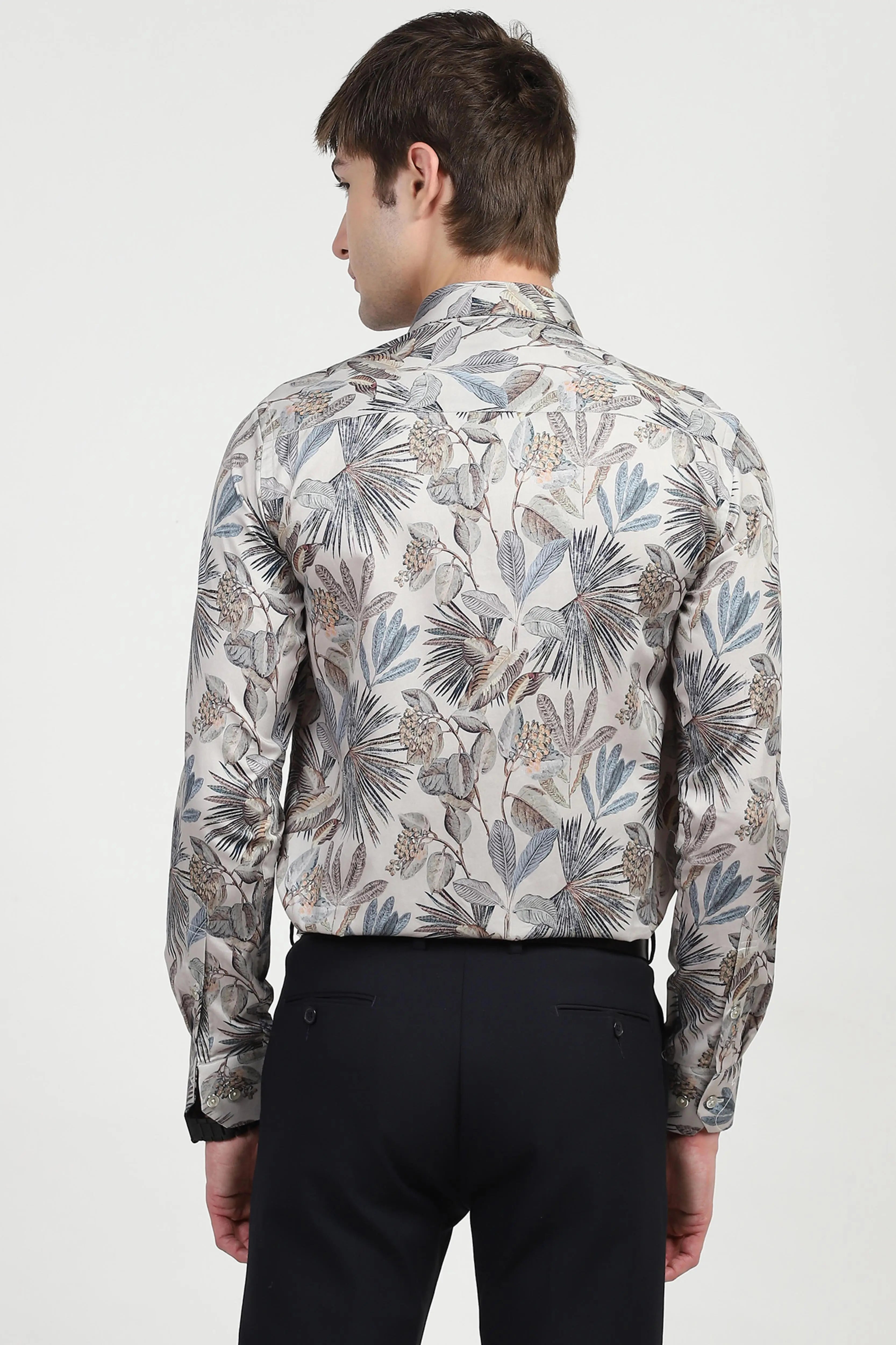 White Tropical Print Cotton Shirt - Global Republic