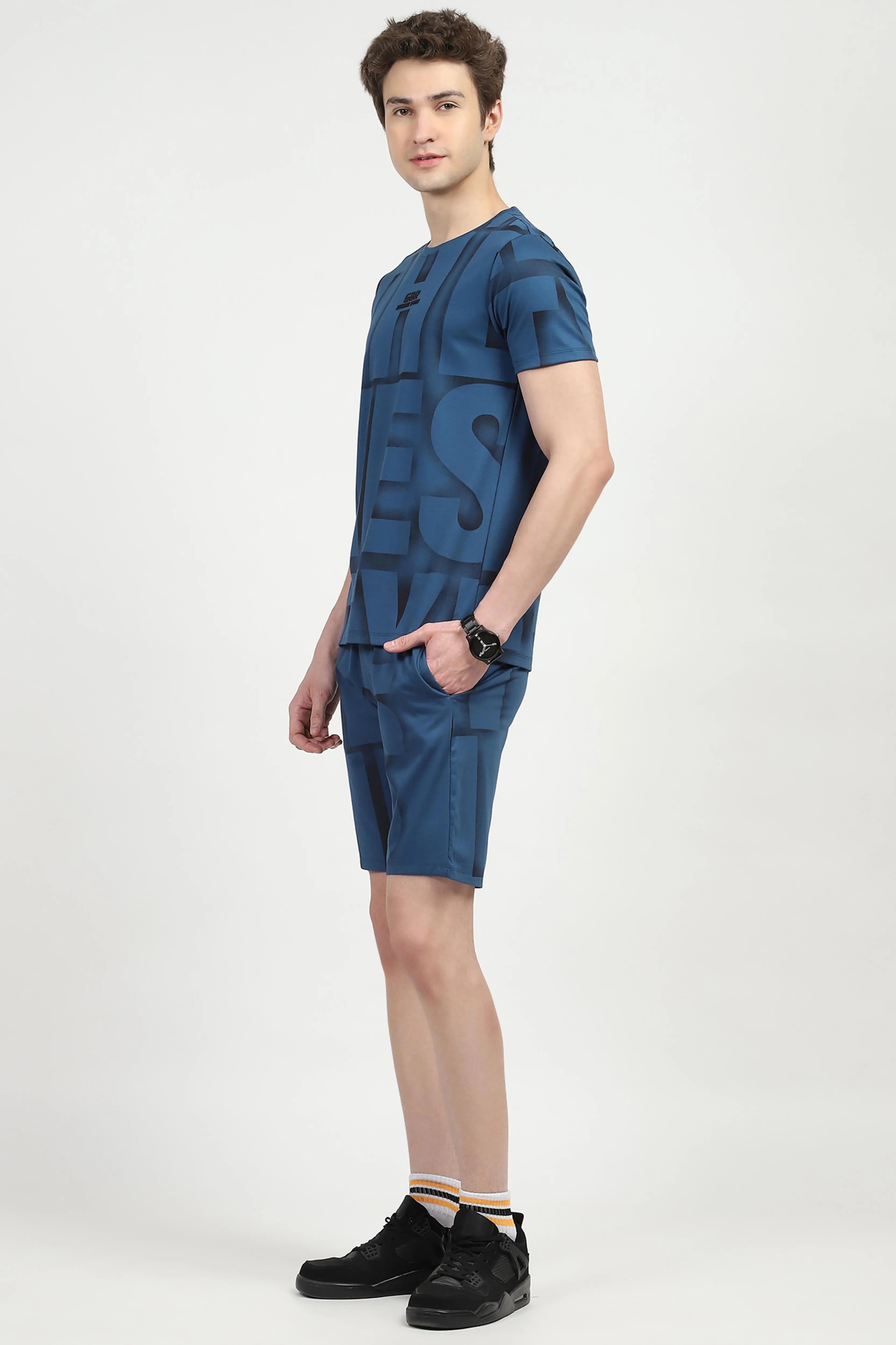 Blue Typography Viscose Set - Global Republic