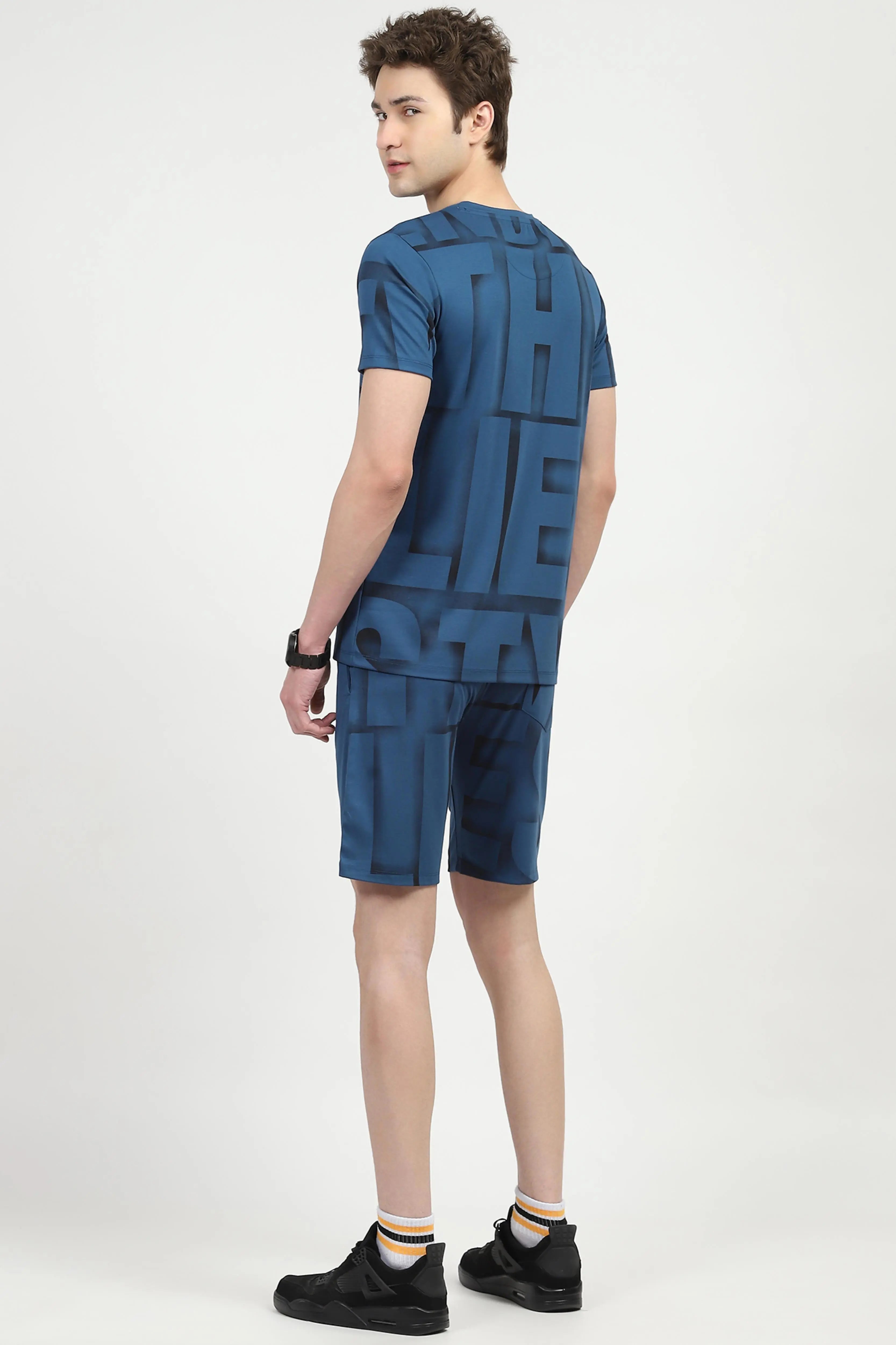 Blue Typography Viscose Set - Global Republic