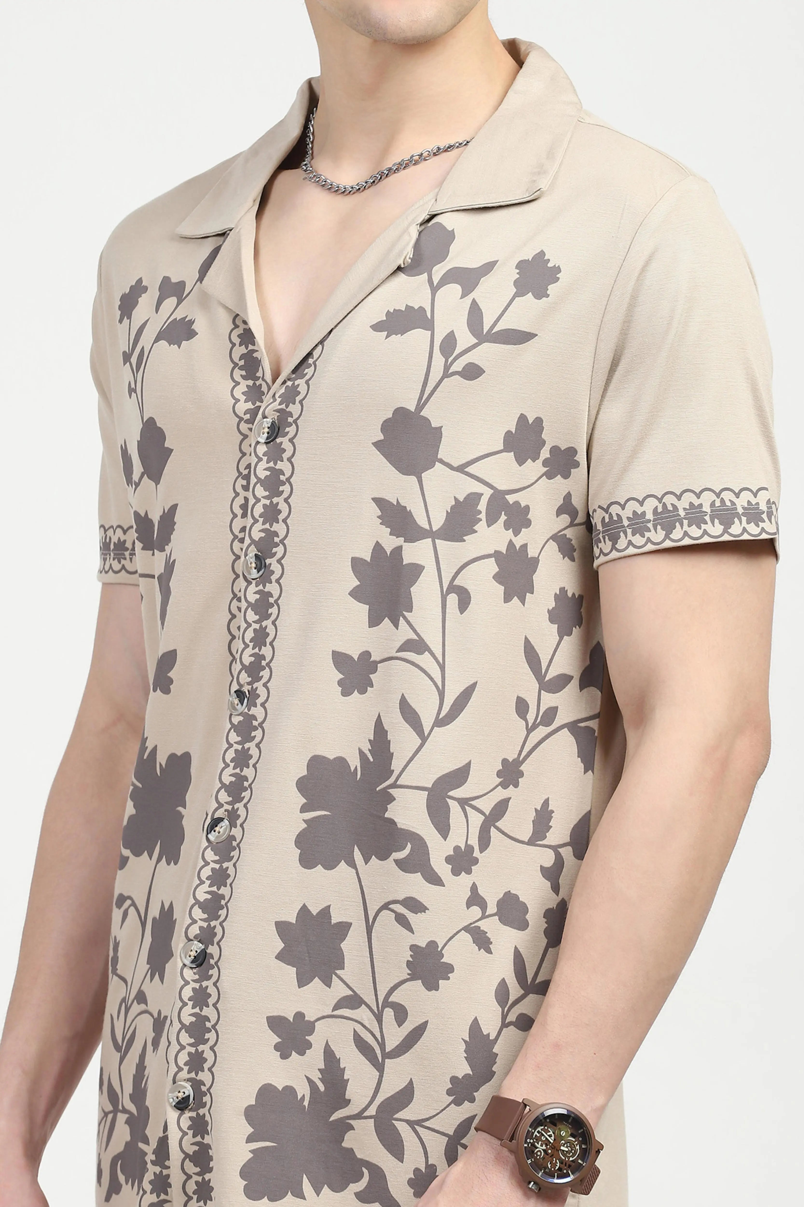 Beige Printed Viscose Set - Global Republic