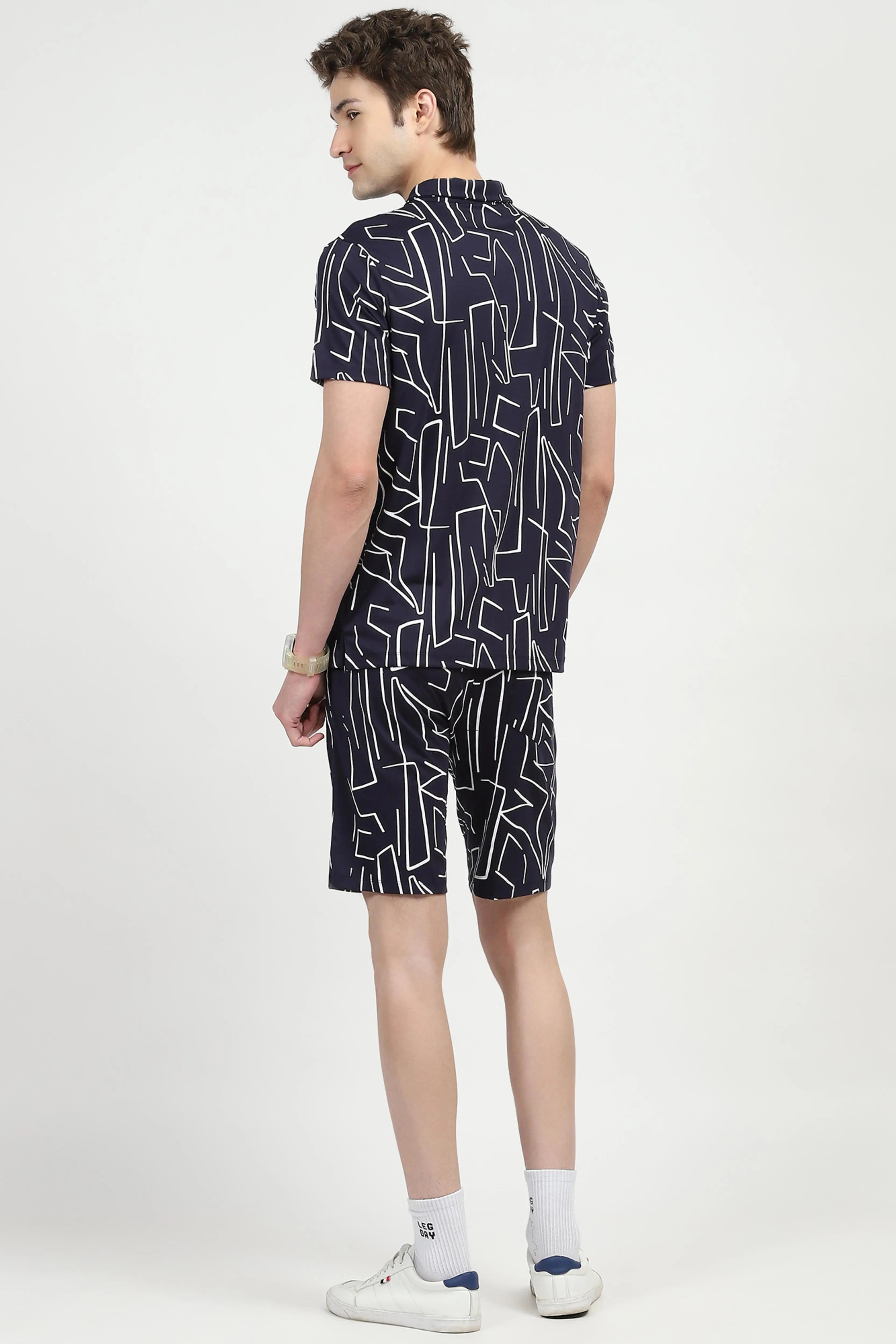 Navy Abstract Print Viscose Set - Global Republic