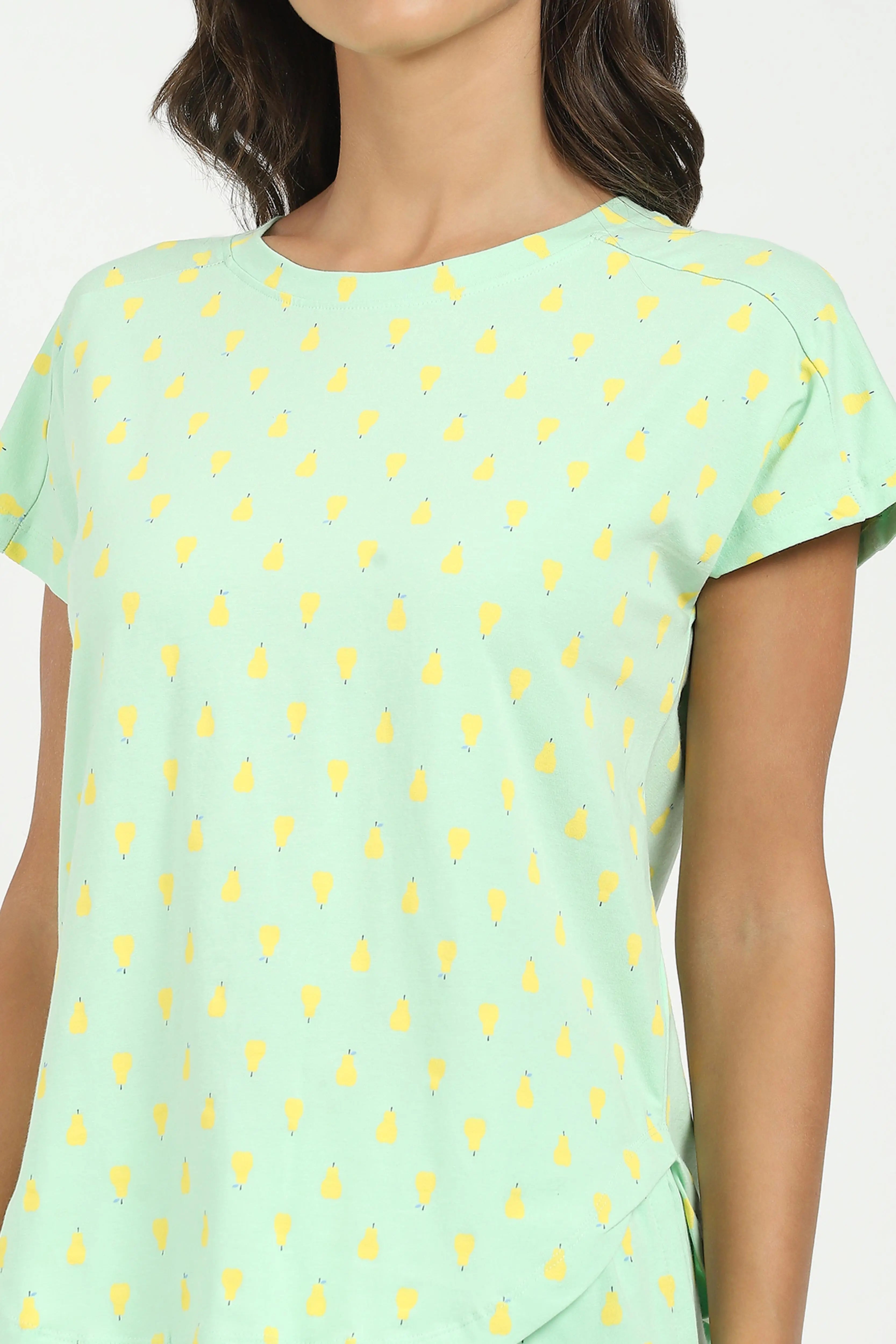 Green Printed Cotton Nightsuit - Global Republic