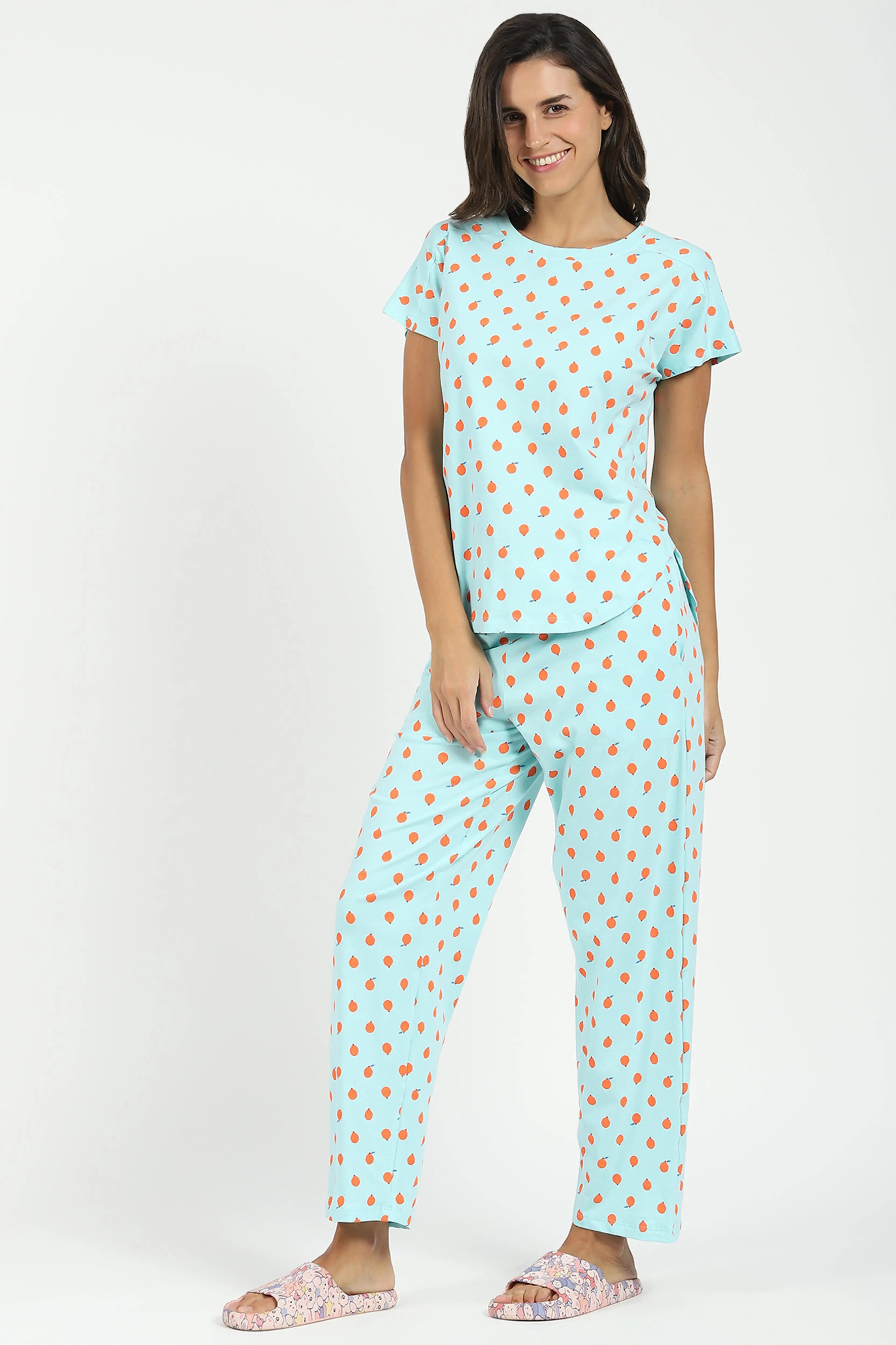 Sky Printed Cotton Nightsuit - Global Republic