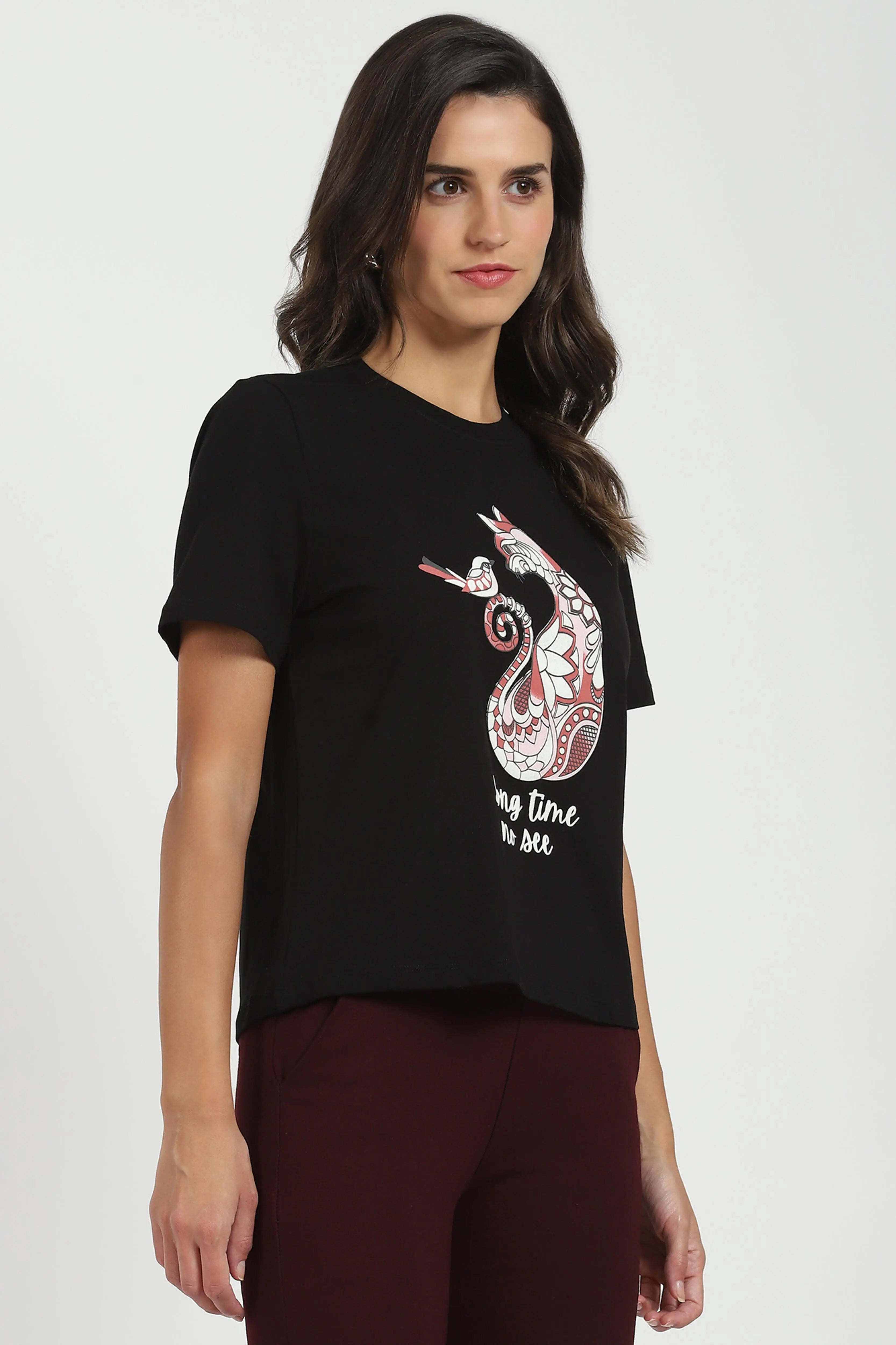 Black Graphic Cotton Top - Global Republic