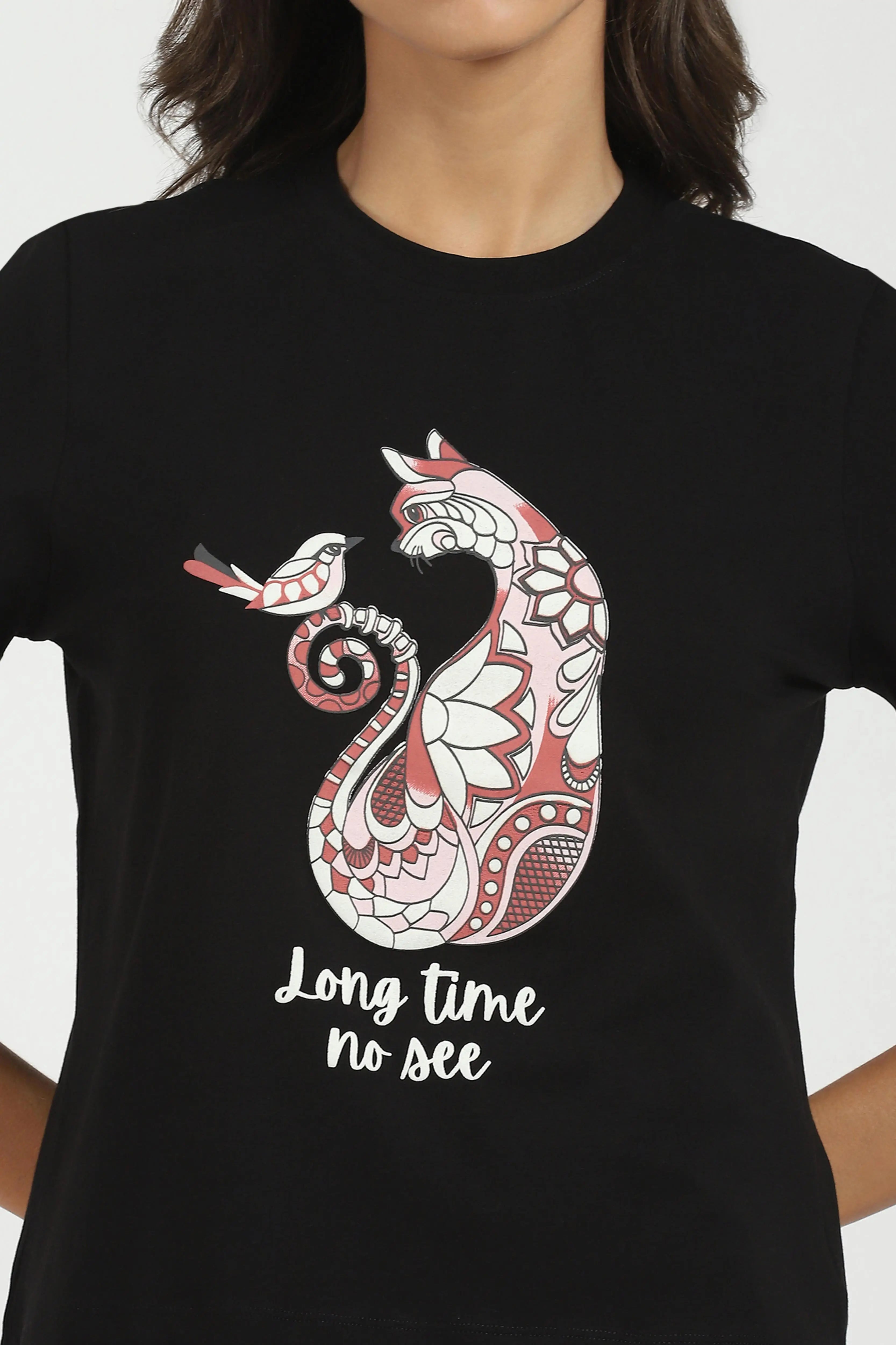 Black Graphic Cotton Top - Global Republic