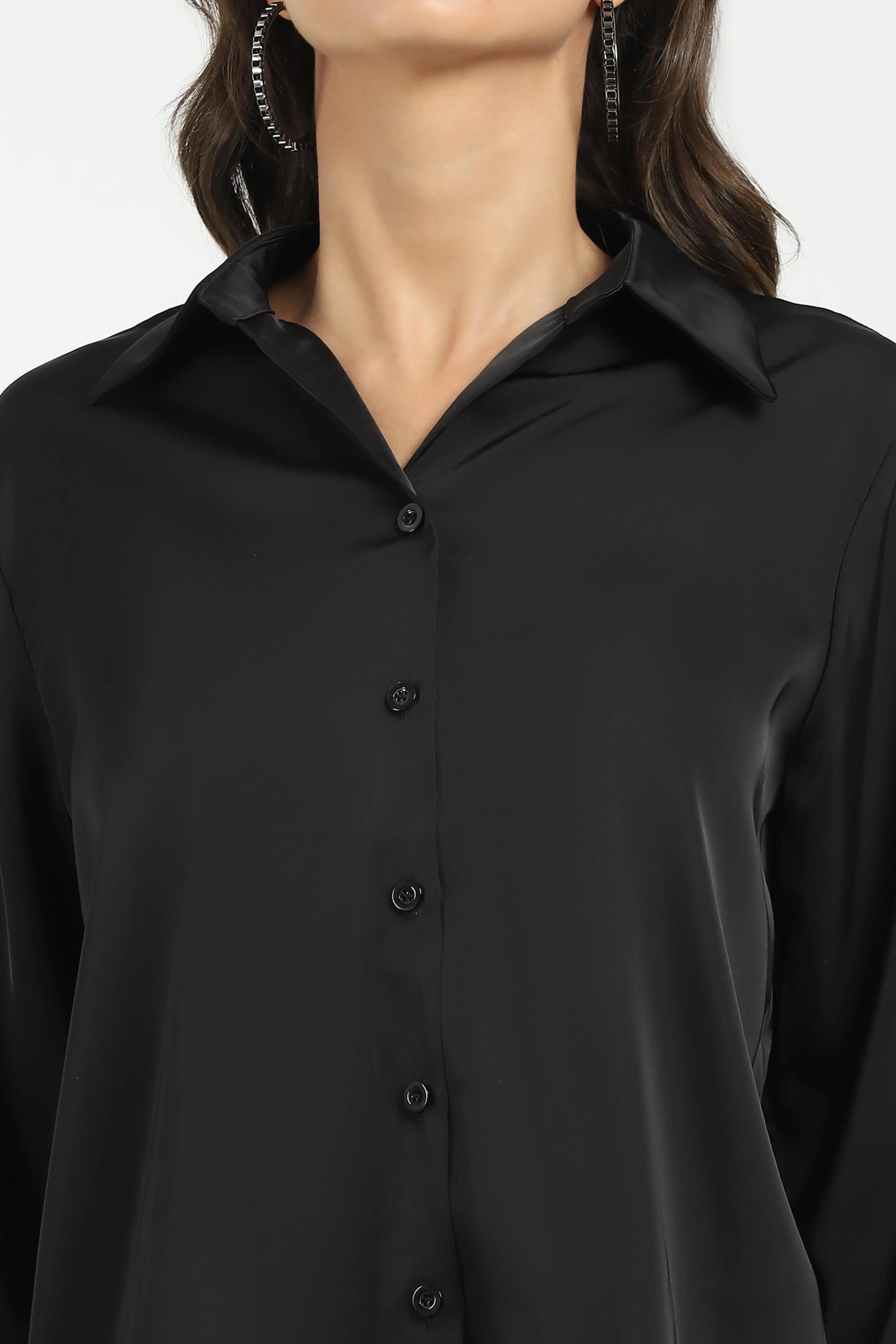 Black Satin Formal Shirt - Global Republic
