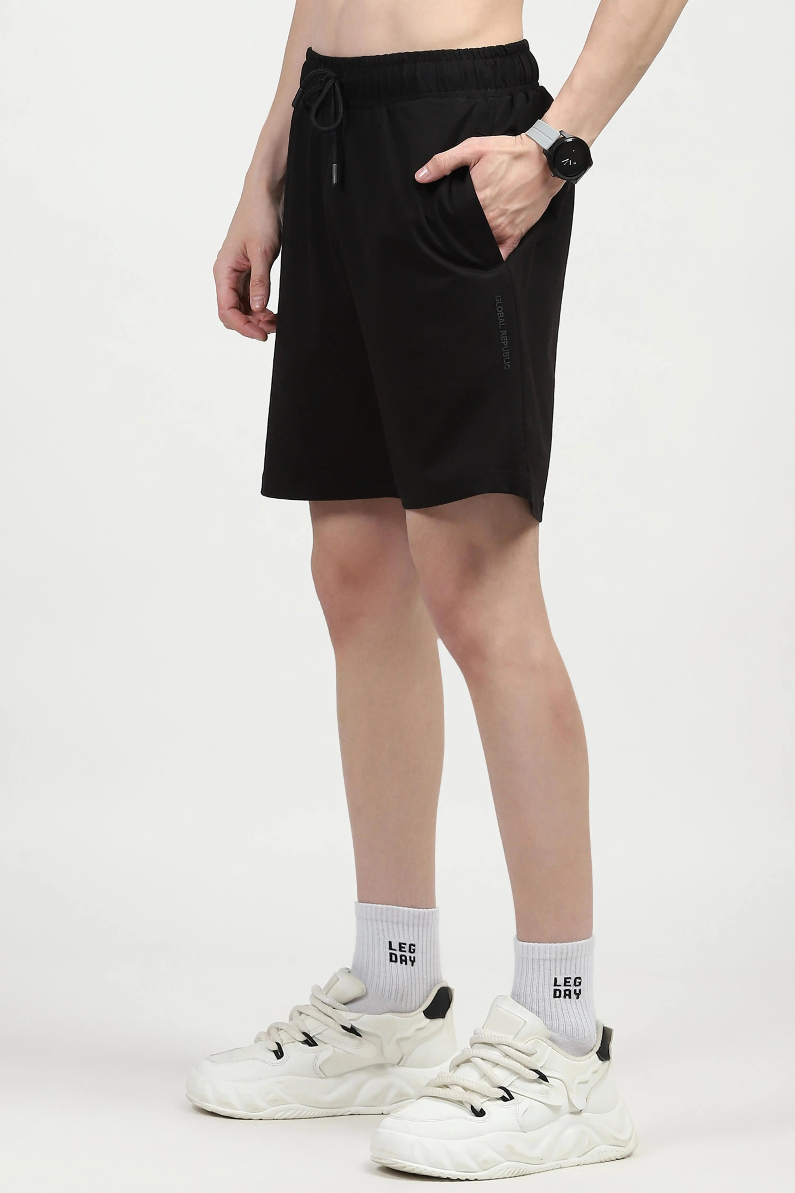 Black Cotton Shorts - Global Republic