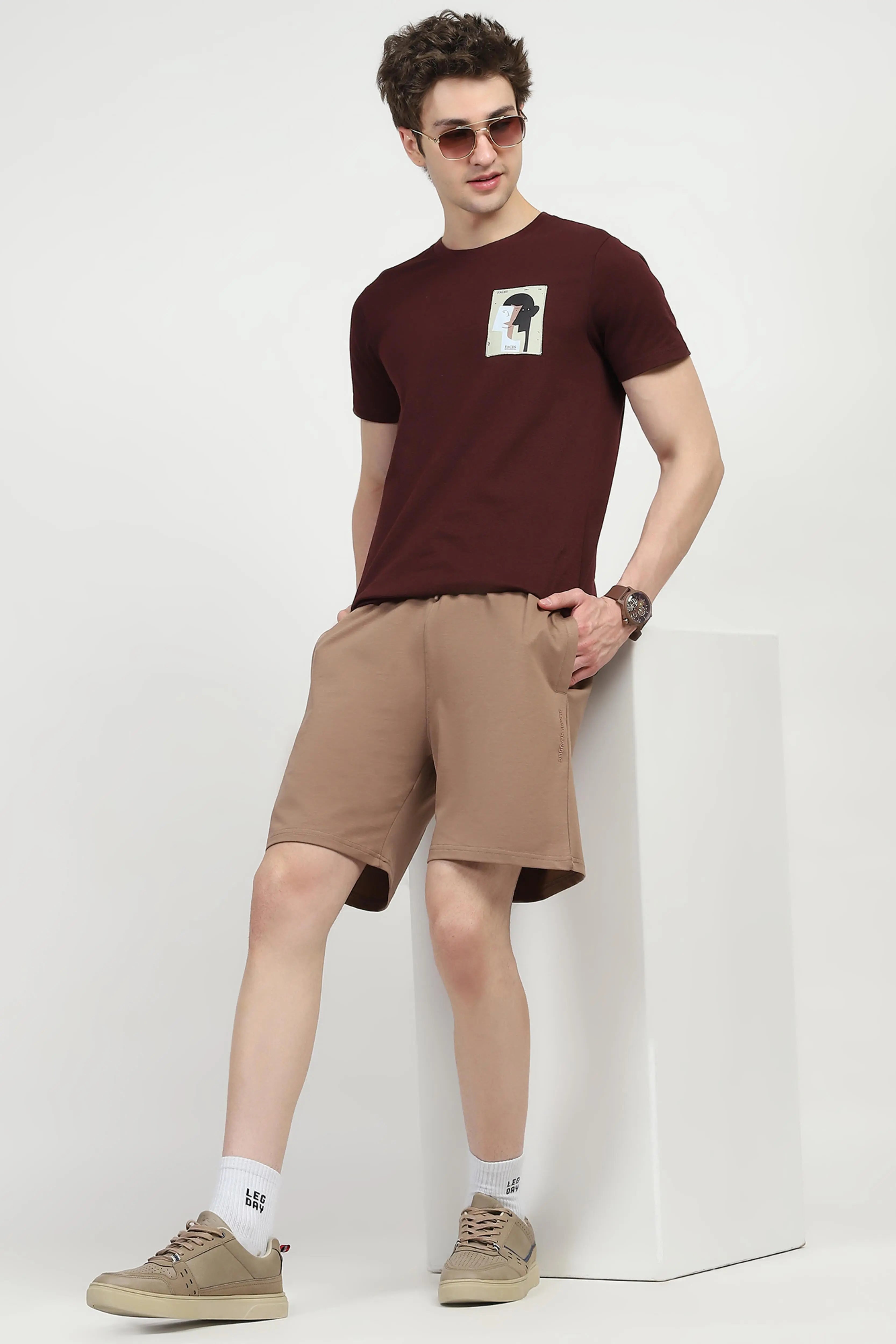Brown Cotton Shorts - Global Republic