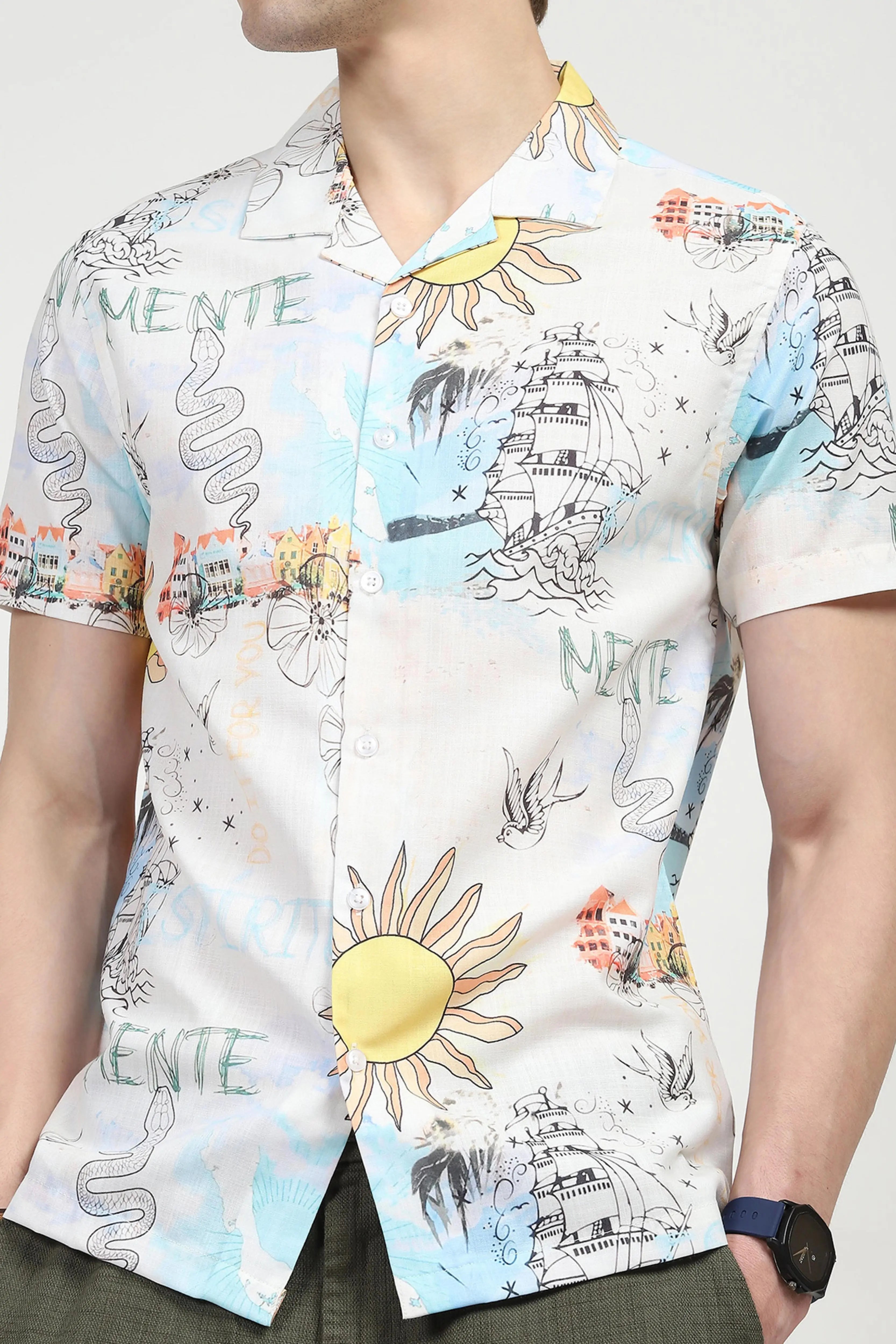 Tropical Print Cotton Shirt - Global Republic