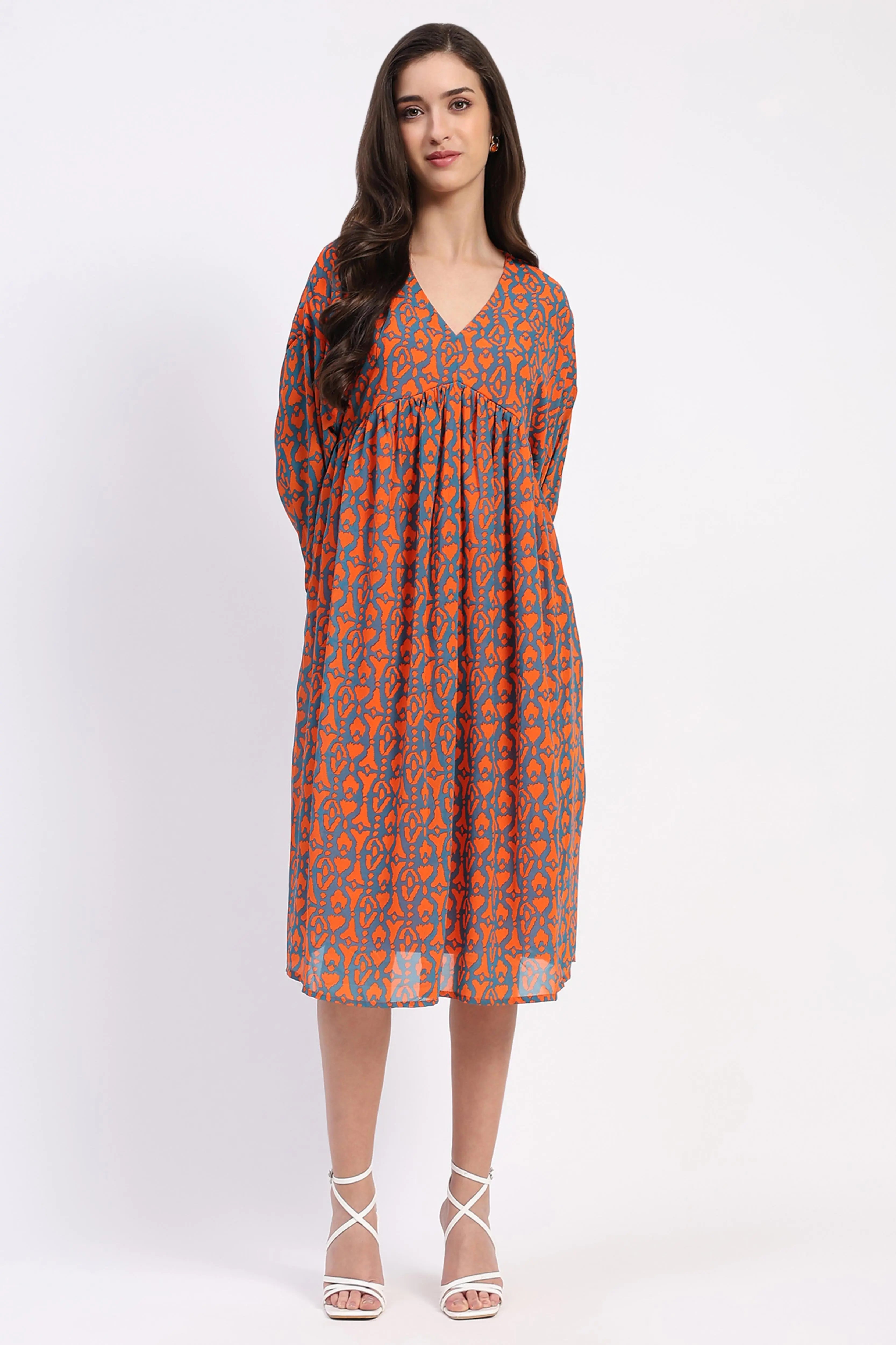 Georgette Abstract Fit & Flare Dress - Global Republic