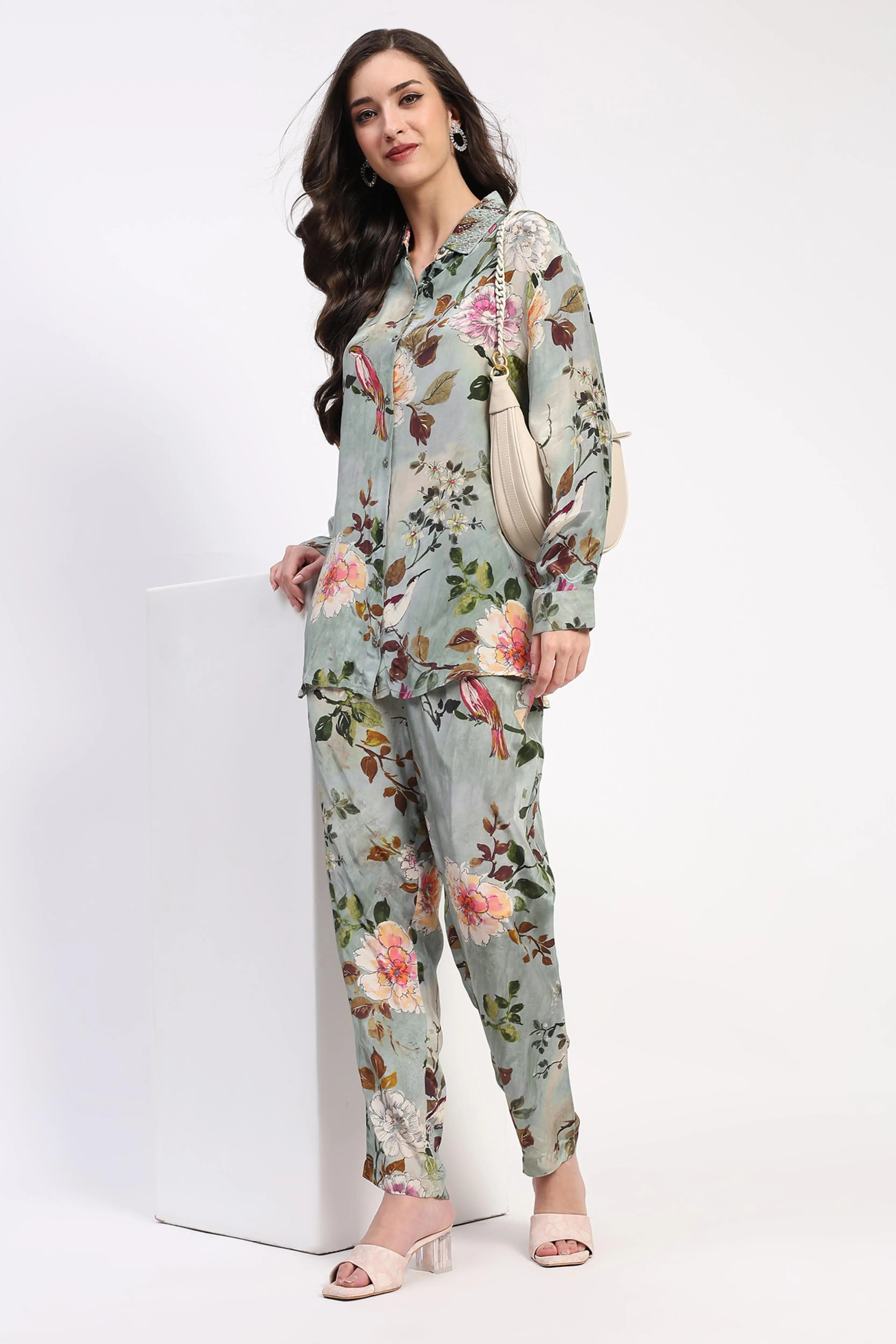 Olive Floral Beaded Collar Ethnic Set - Global Republic