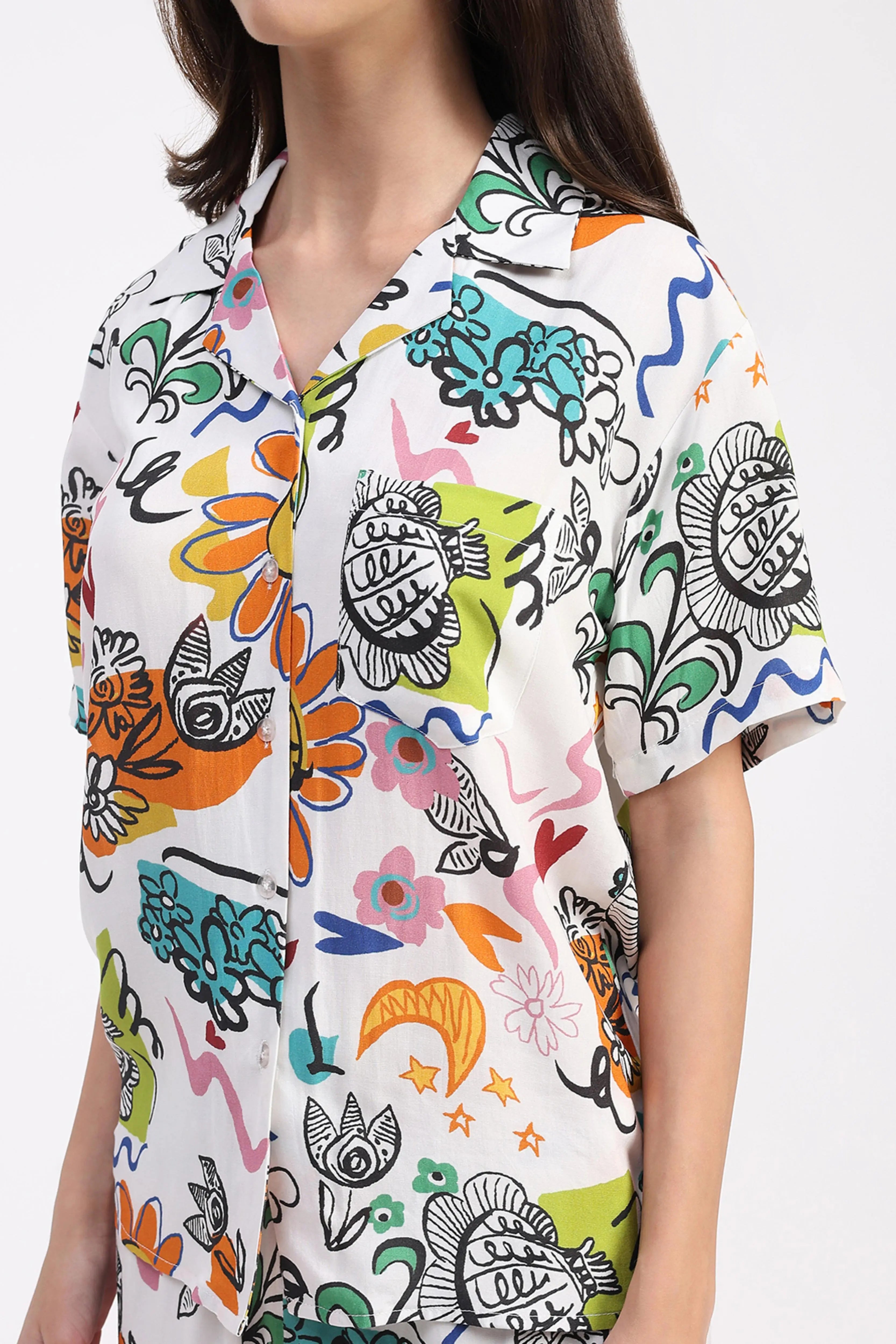 Modal Rayon Quirky Print Short Set - Global Republic