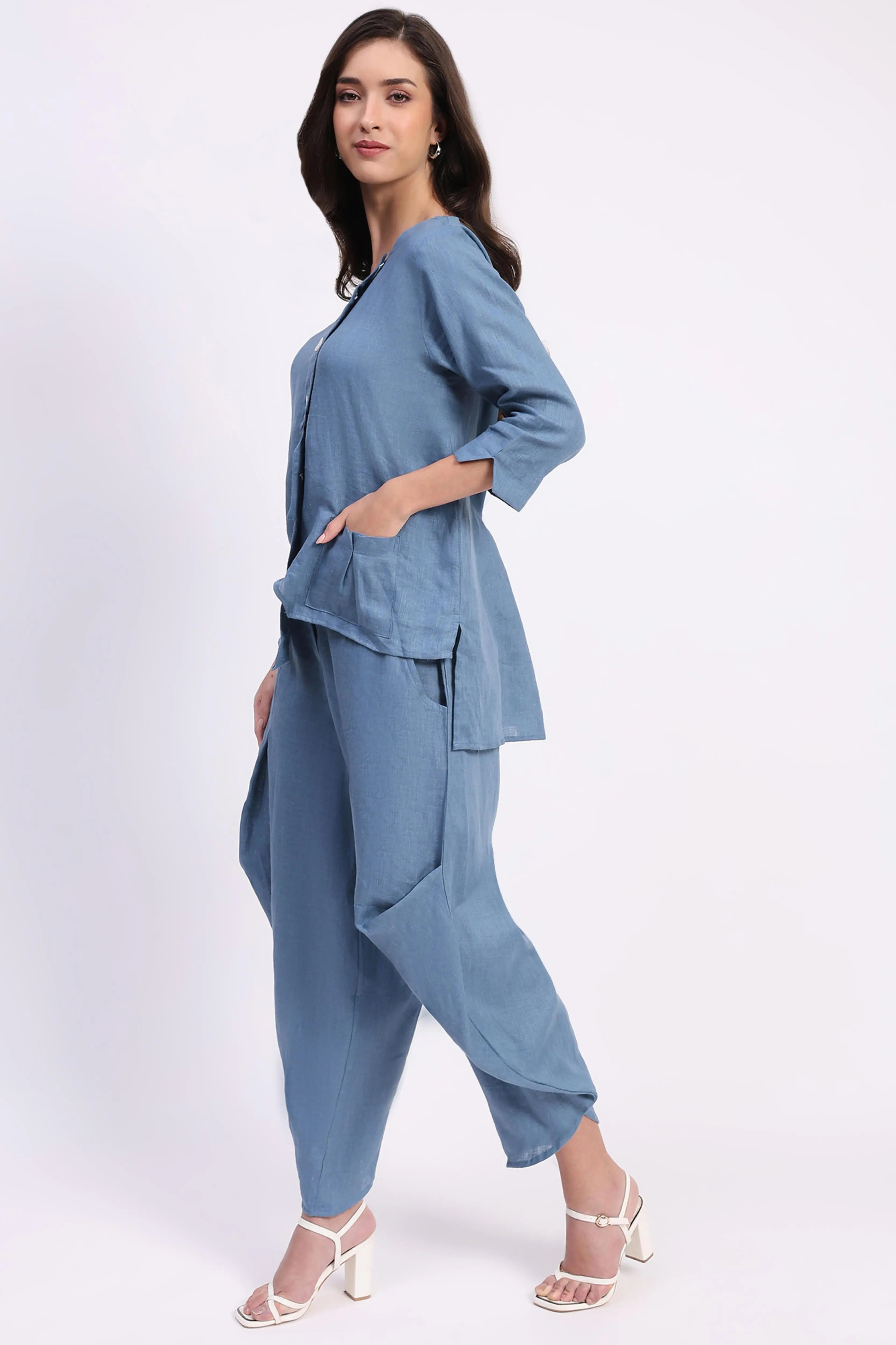 Blue Linen Co-ord Set - Global Republic