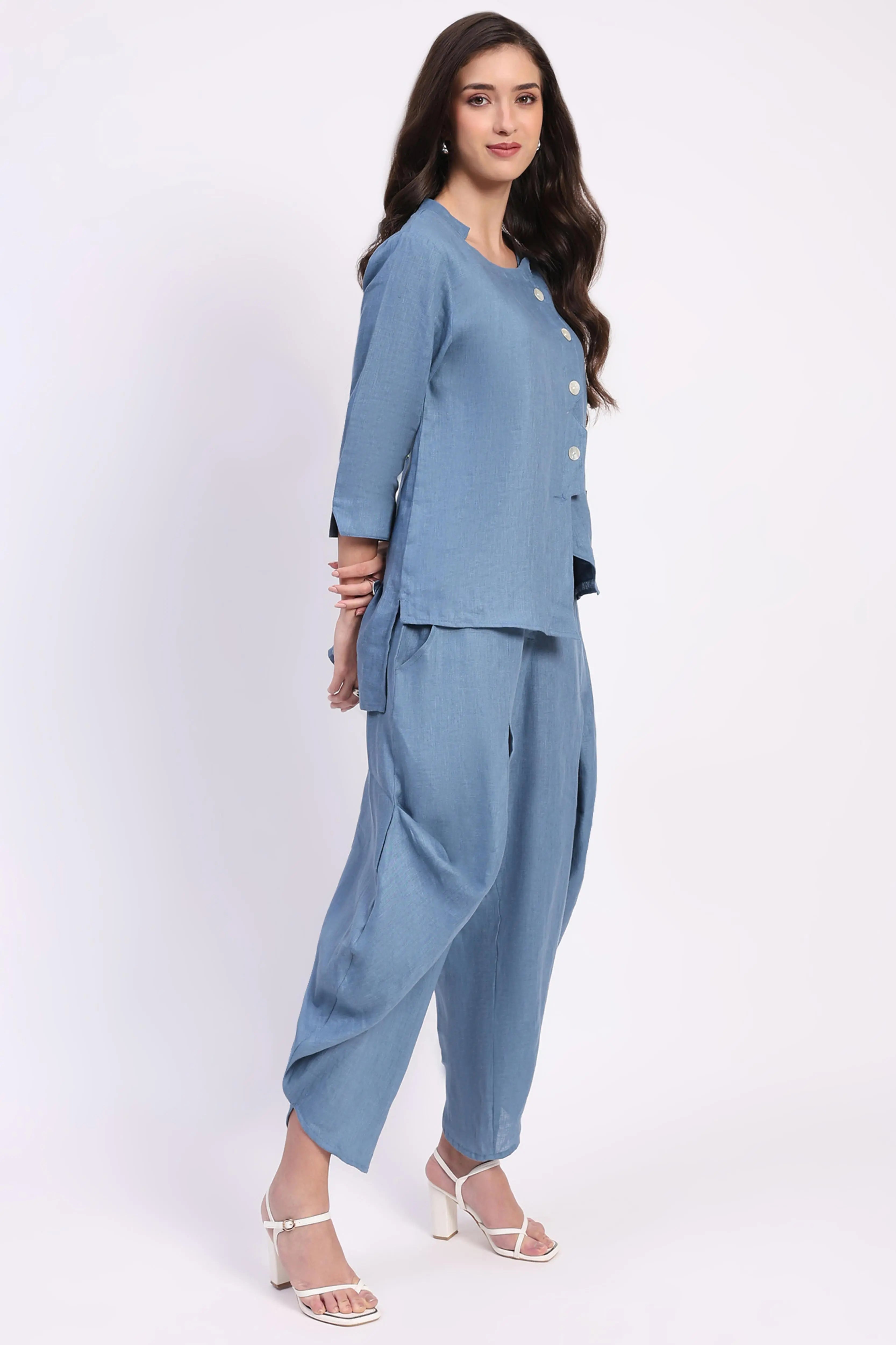 Blue Linen Co-ord Set - Global Republic