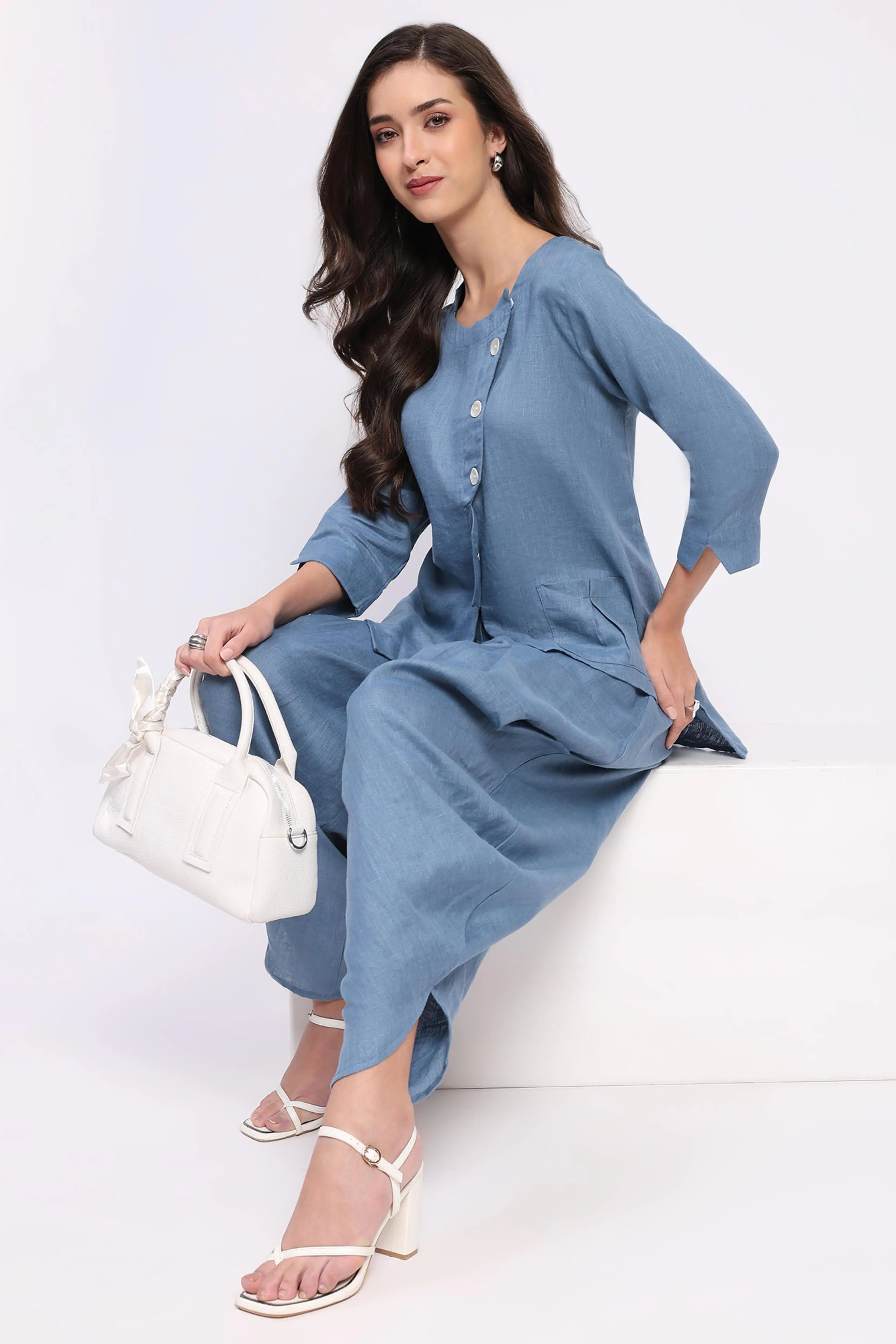 Blue Linen Co-ord Set - Global Republic