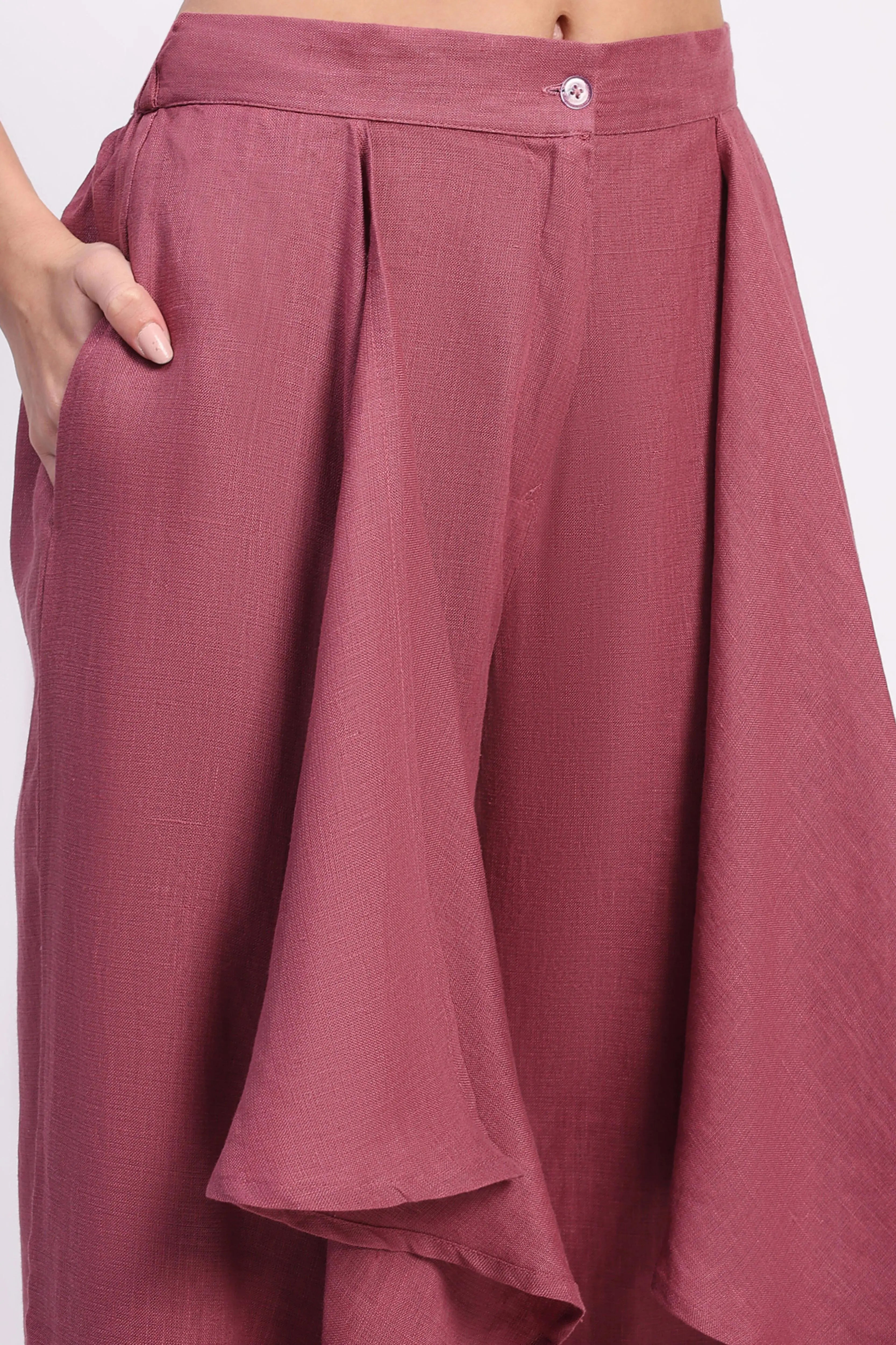 Linen Top with Wide-Leg Panel Bottom - Global Republic