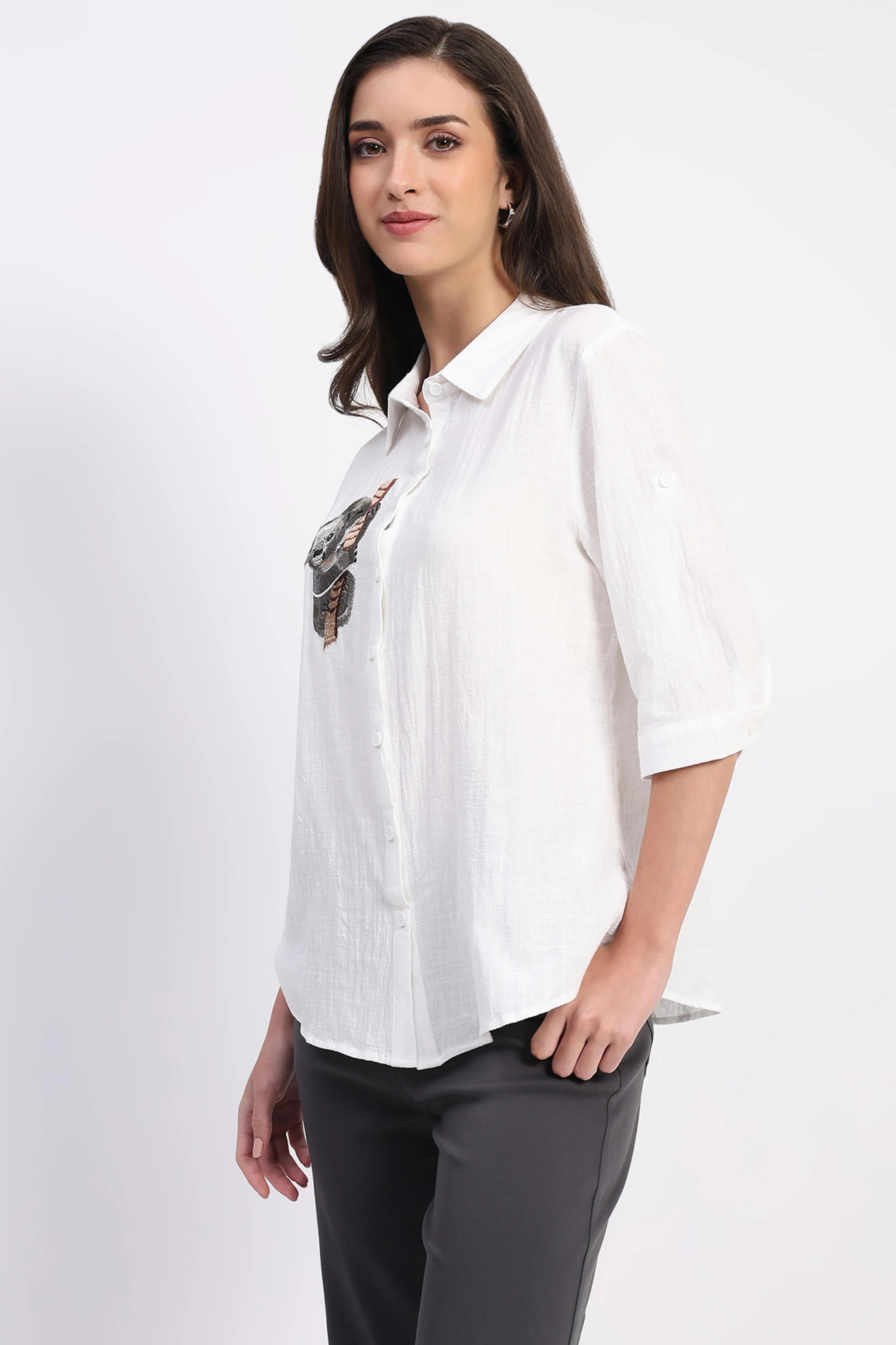 White Koala Embroidered  Cotton Shirt - Global Republic