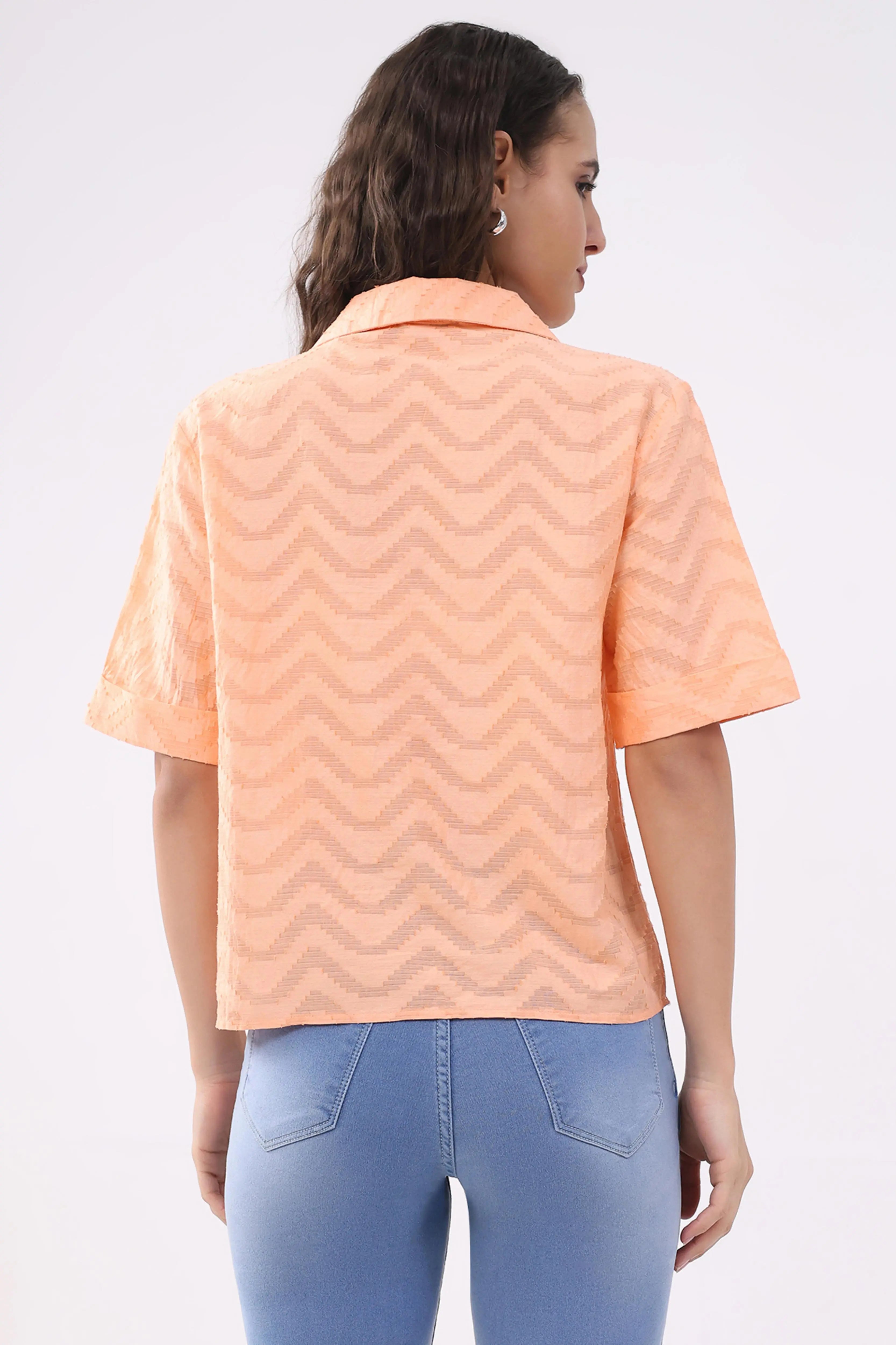 Peach Blouson Dobby Cotton Top - Global Republic