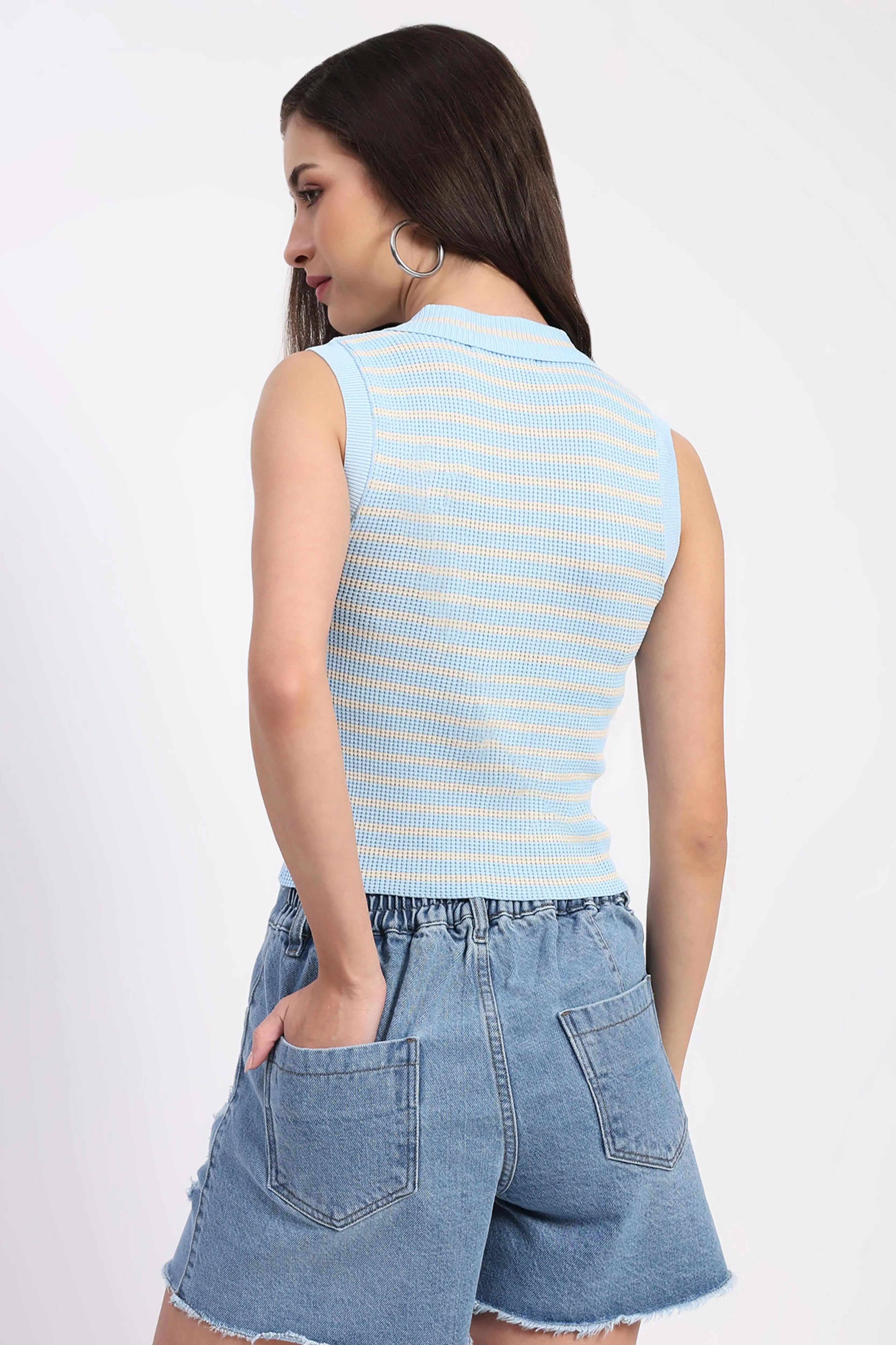 Viscose Striped Crop Top - Global Republic
