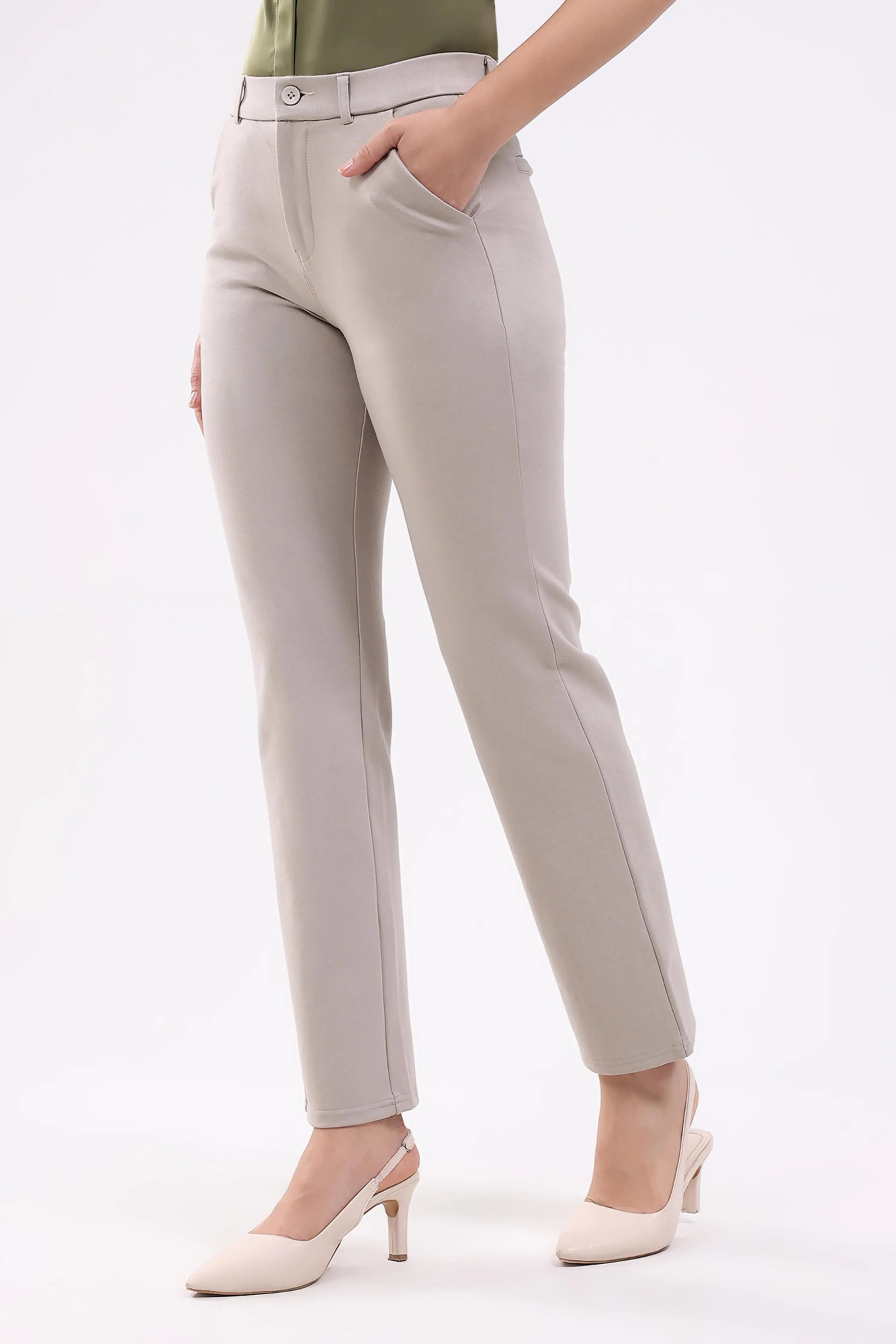 Fawn Straight Cotton Spandex Trousers - Global Republic