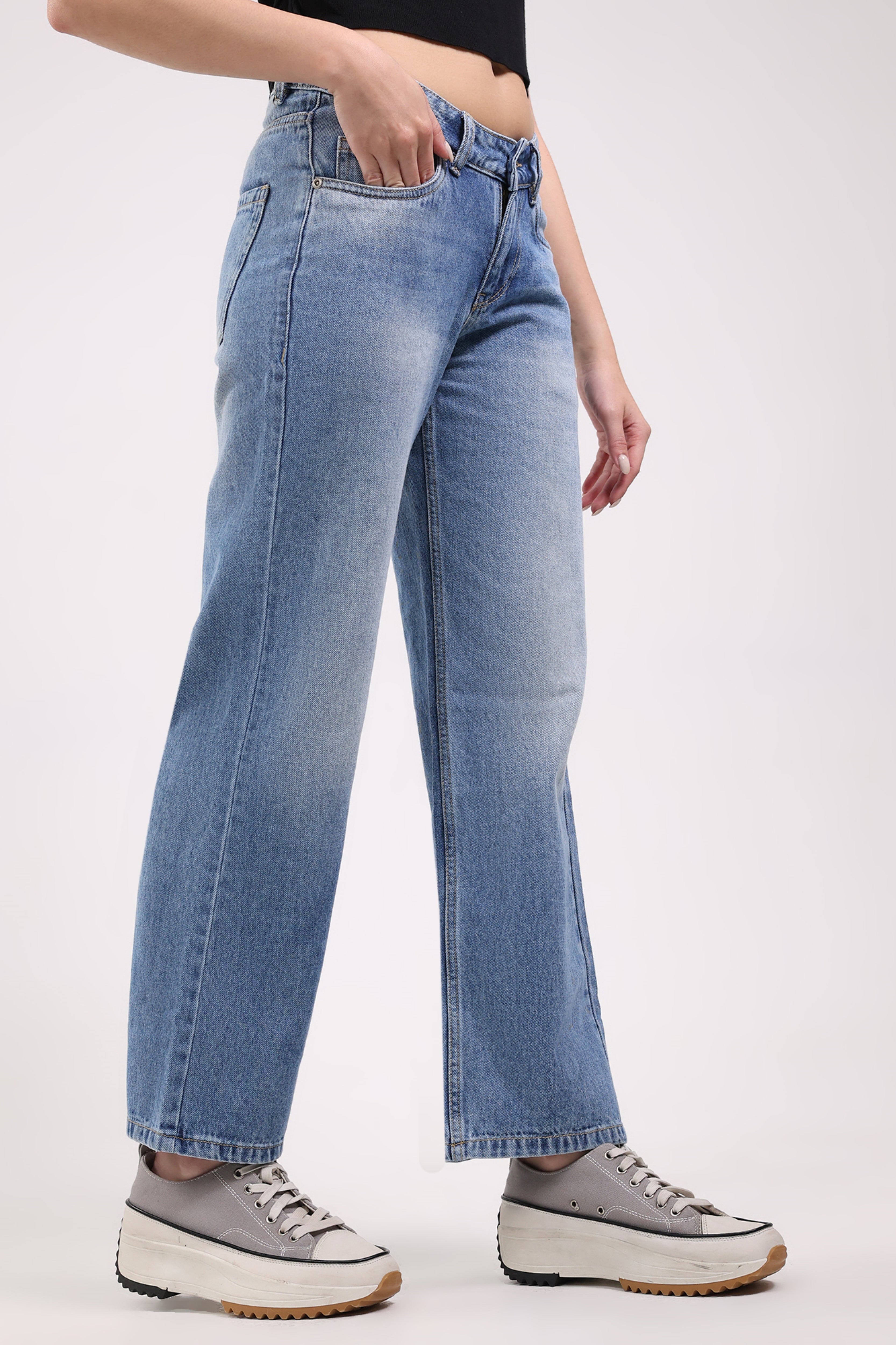 Light Blue Straight Leg Jeans