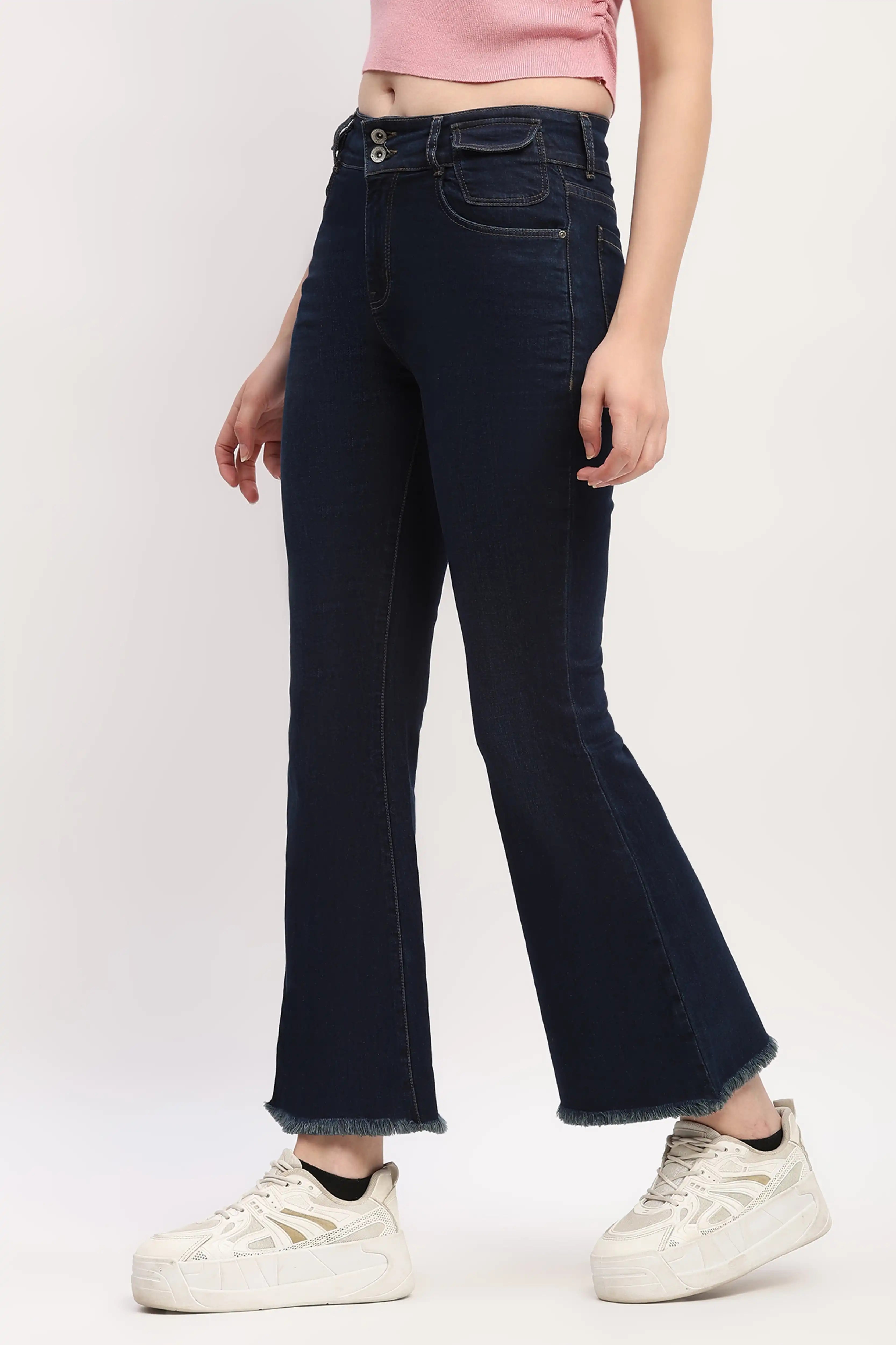 Dark Blue Mid Rise Bootcut Jeans