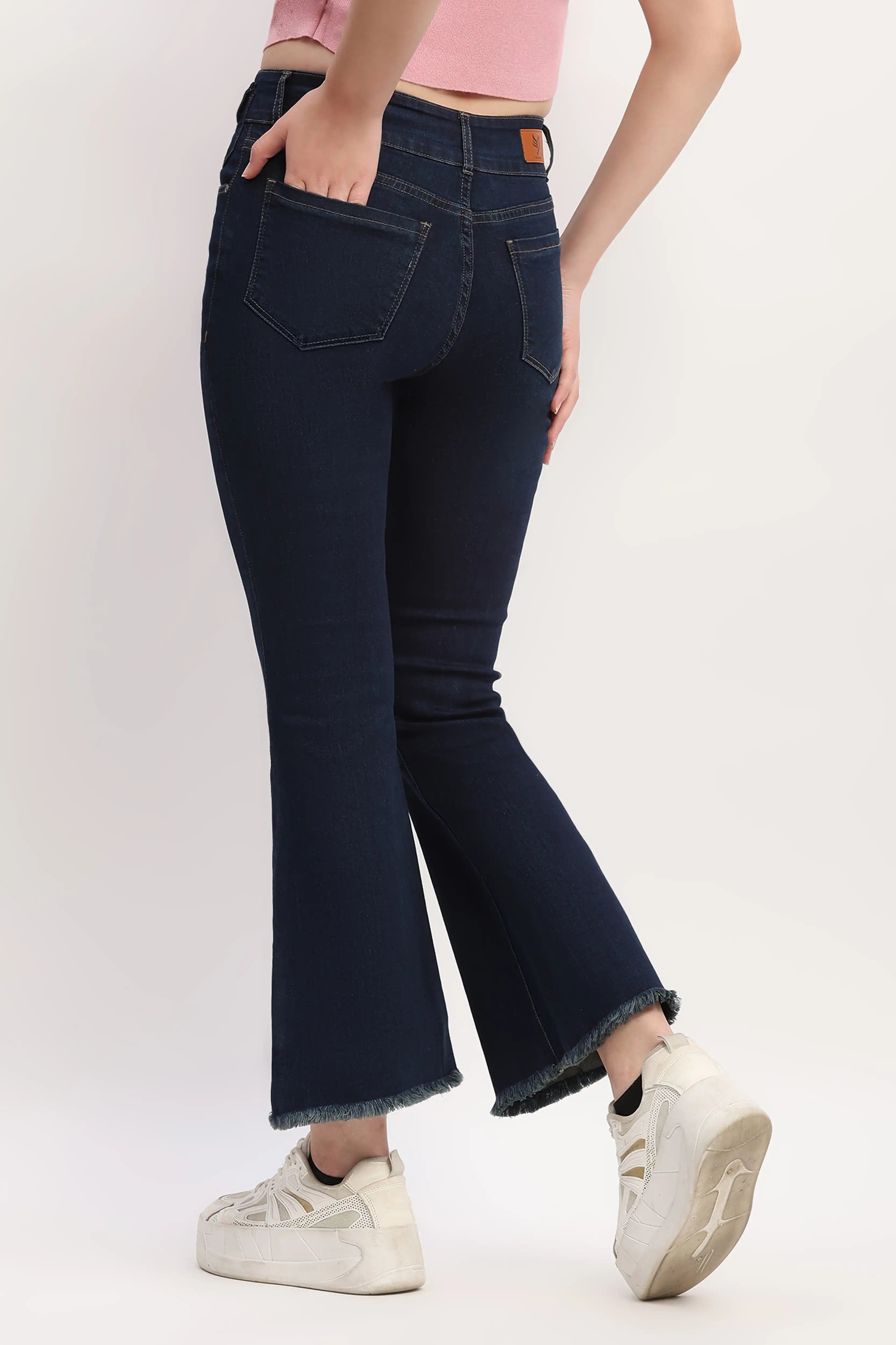 Dark Blue Mid Rise Bootcut Jeans